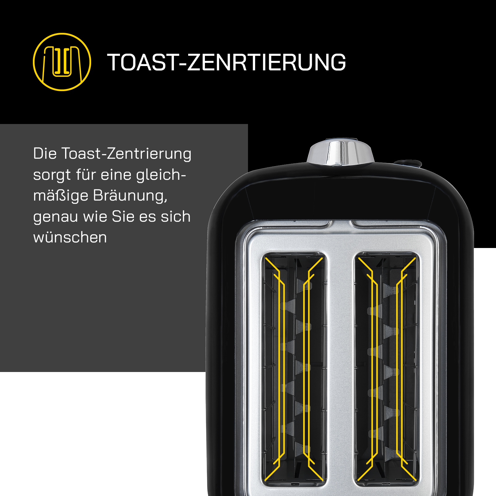 Gutfels Toaster »TOAST 3300 C« 2 kurze Schlitze 1050 W 2-Scheiben-Toaster,1050 Watt