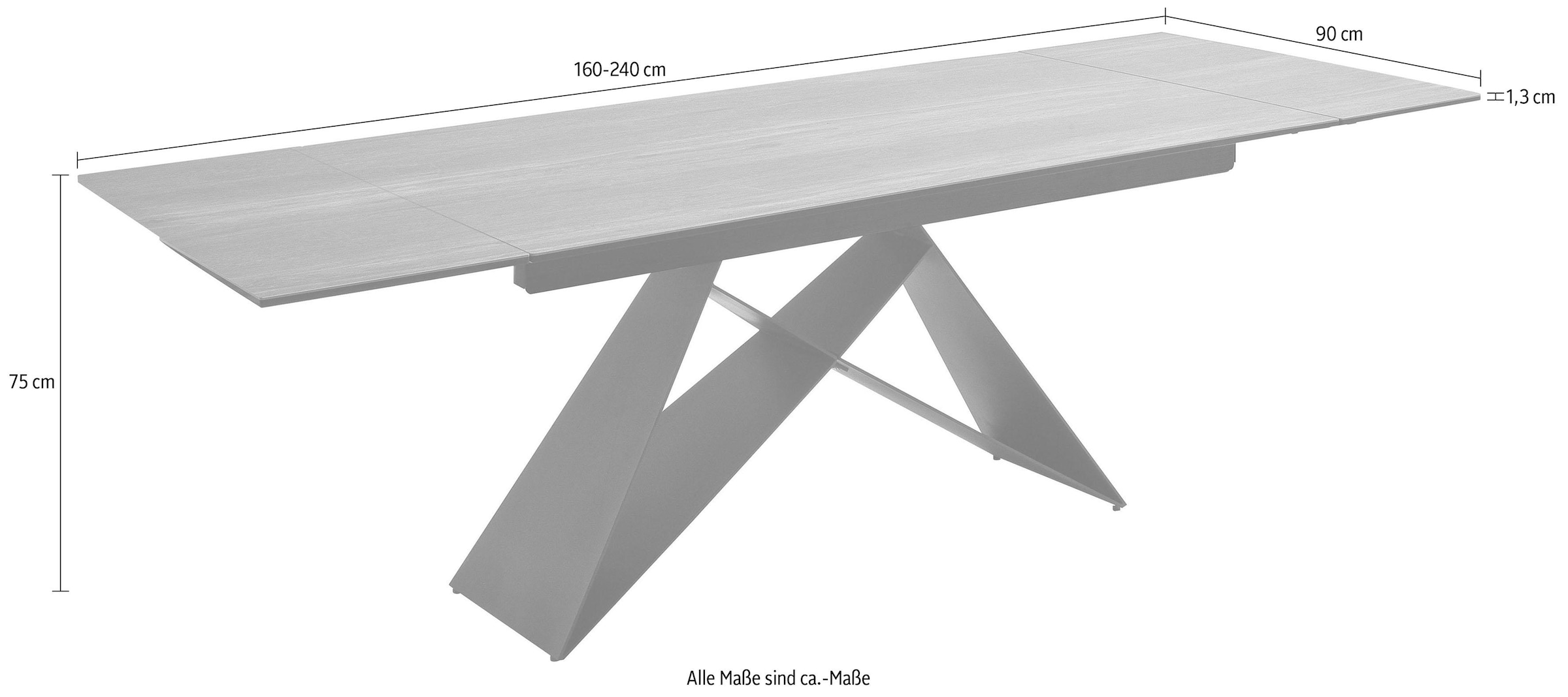 MCA furniture Esstisch »Kobe«, Esstisch Glas-Keramik mit Stirnauszug