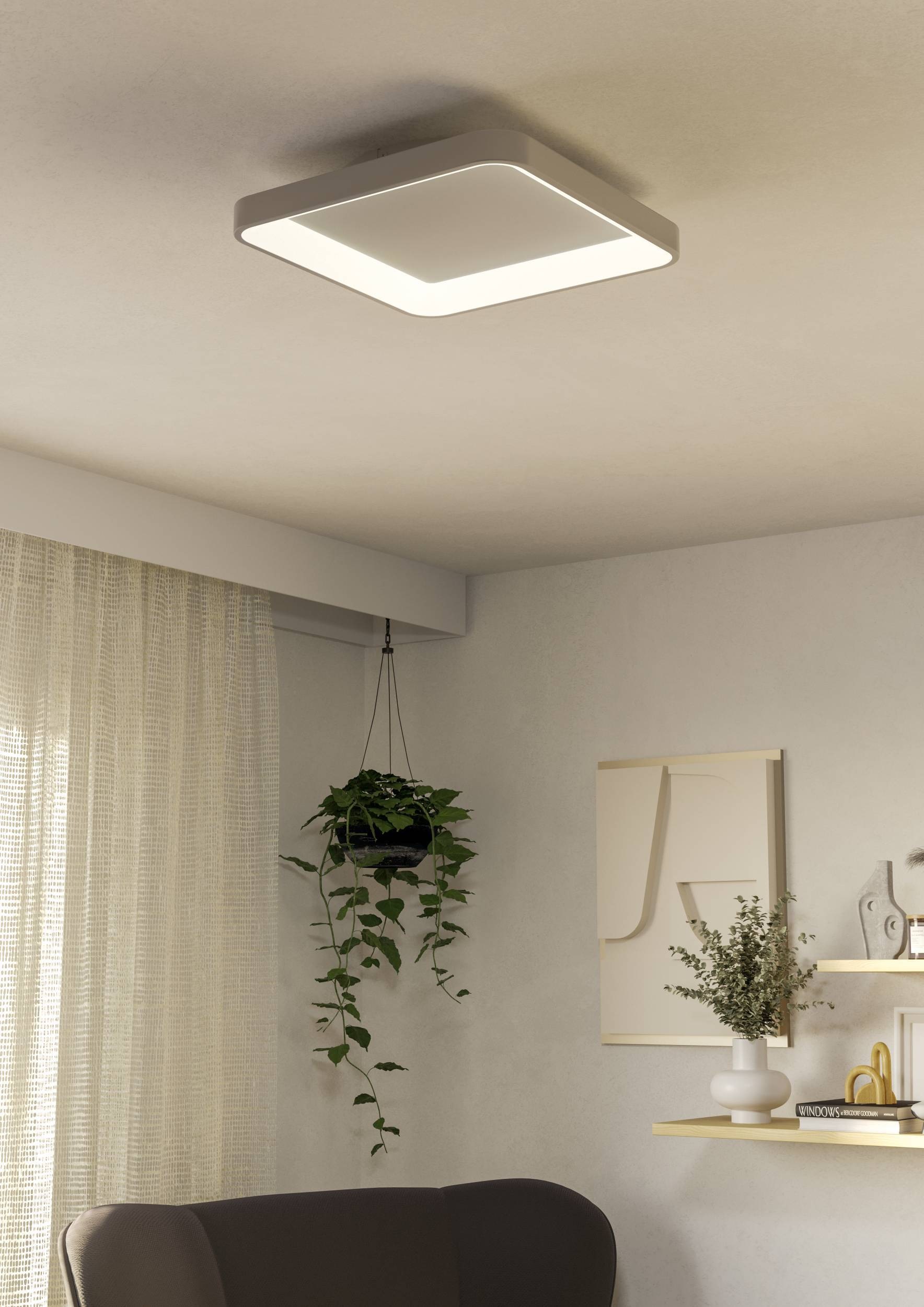 EGLO Deckenleuchte »Loretello Deckenlampe, Wohnzimmerlampe, Metall und Kunststoff, Lampe« LED-Modul 1 Stk. Kaltweiß | Neutralweiß | Warmweiß Wand-/Deckenleuchte - L35 x B35 x H7,5 cm - weiß - 12W inkl.