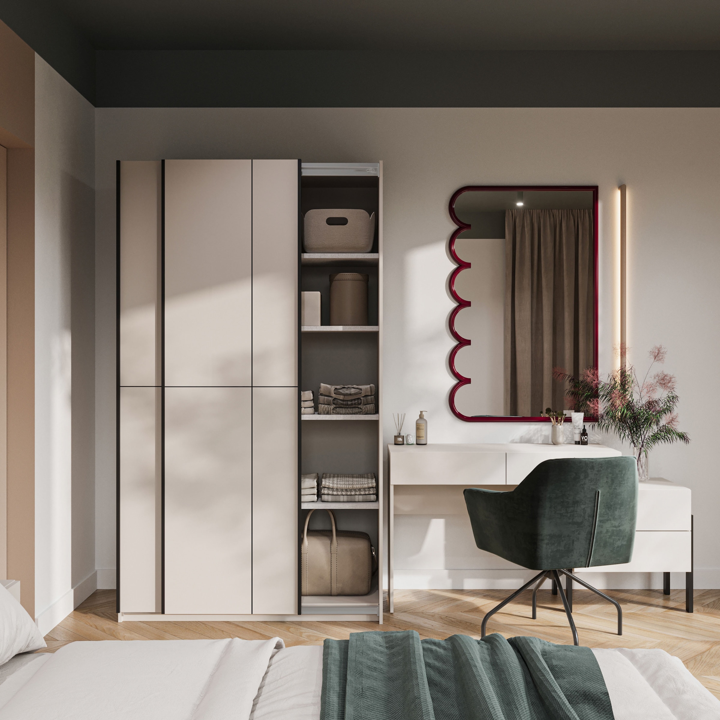 Home affaire Schiebetürenschrank »Cube Garderobenschrank incl.kompletter Innenausstattung«, Moderner Kleiderschrank, Schiebetürenschrank, Garderobe