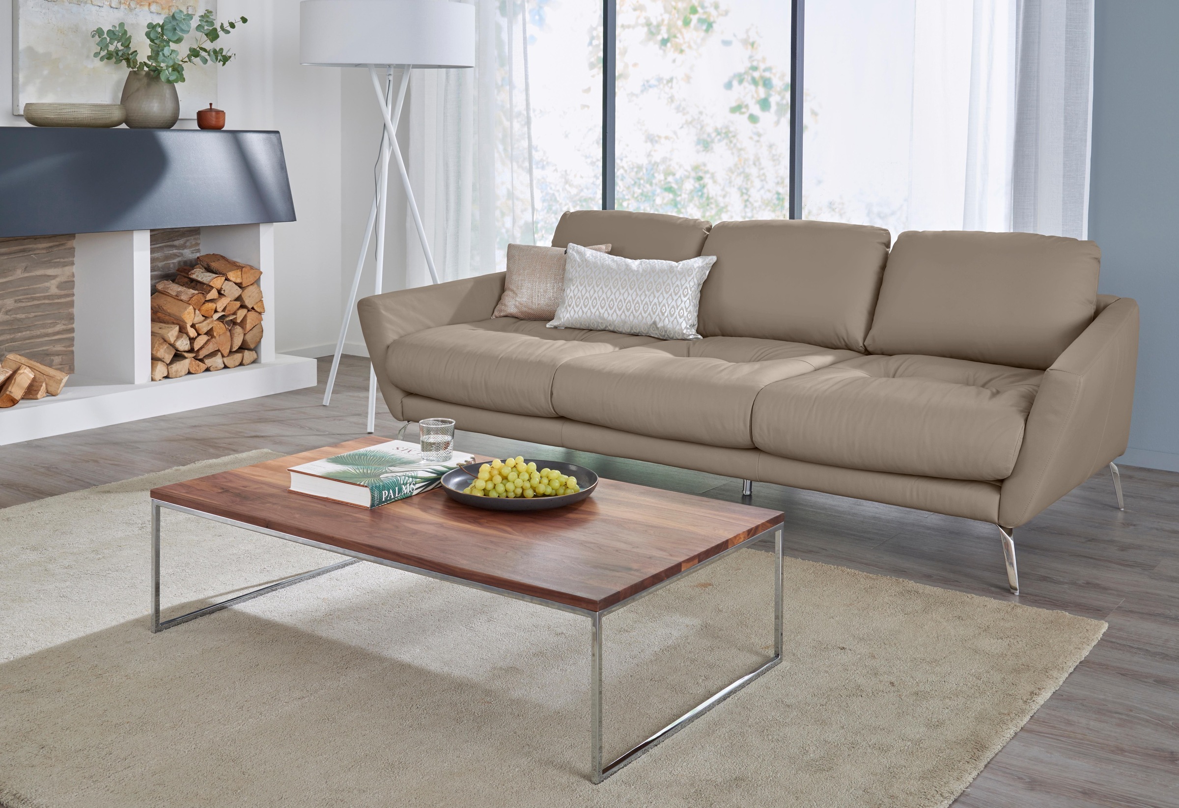 W.SCHILLIG Big-Sofa »softy«, mit dekorativer Heftung im Sitz, Füße Chrom glänzend