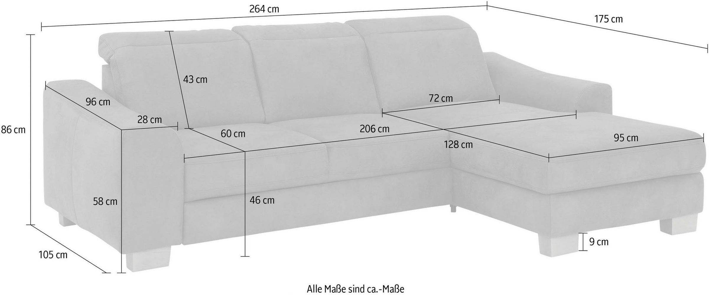 Home affaire Ecksofa »Dundee L-Form«, wahlweise mit Kopfteilverstellung und zusätzlich mit Bettfunktion