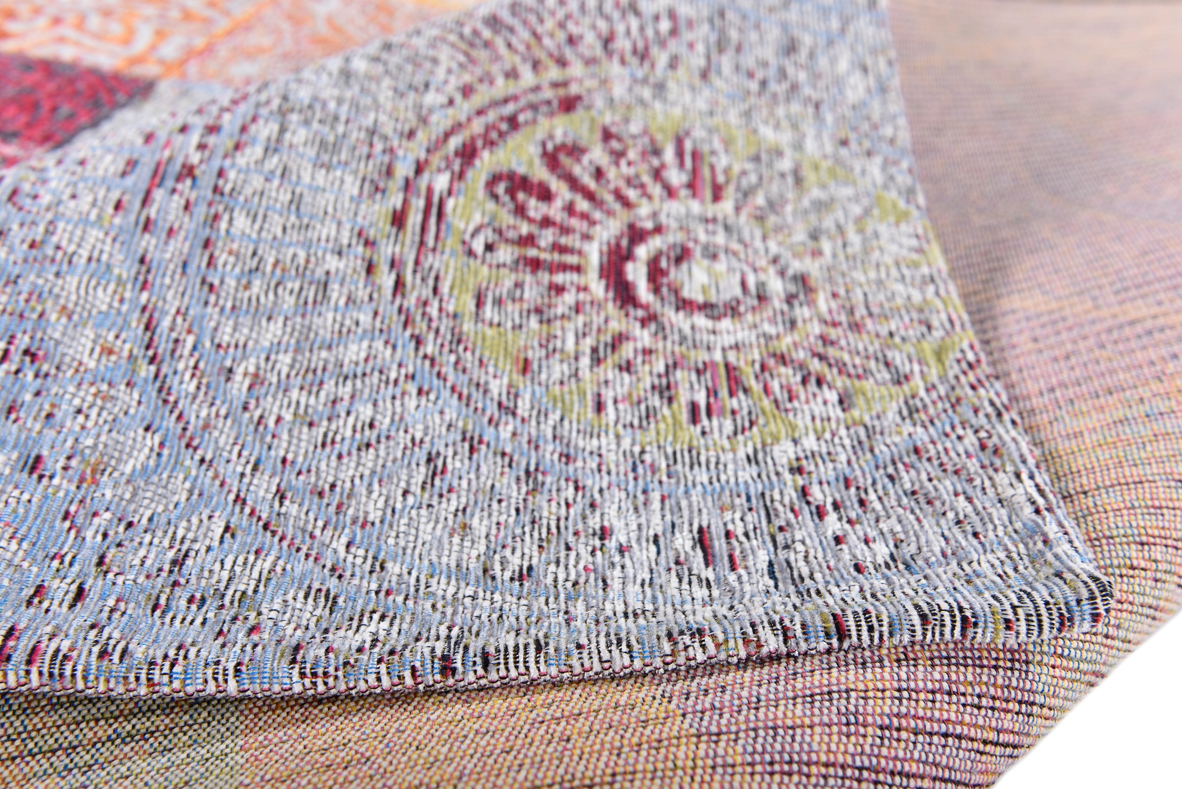 Gino Falcone Teppich »Cosima-112«, rechteckig, 3 mm Höhe, Flachgewebe, mit Chenillegarn, modernes Patchwork-Design, Ornamente