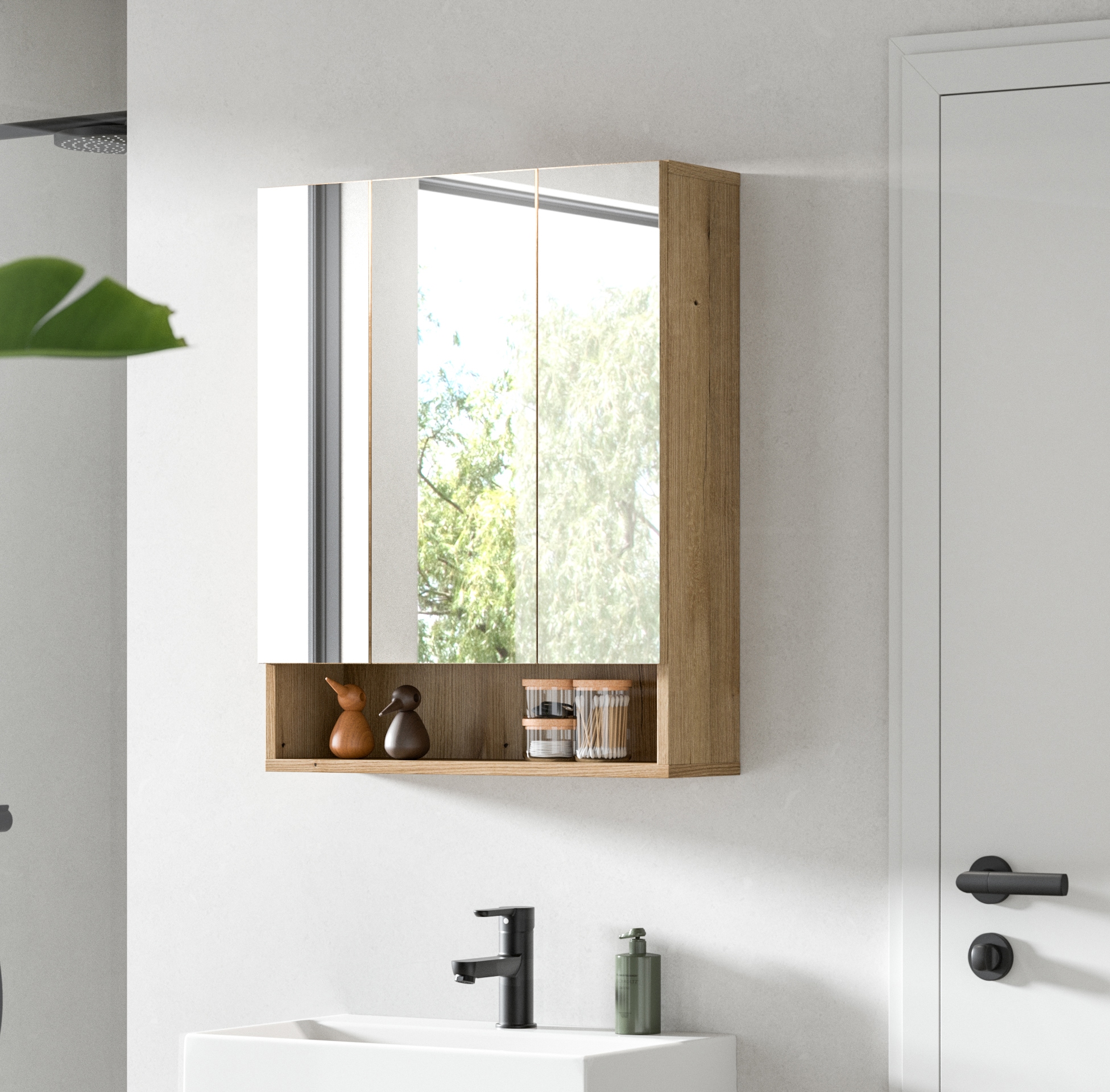 welltime Spiegelschrank »VANN, Breite 60cm, 3 Spiegeltüren, 10 Fächer, viel Stauraum« individuell mit weiteren Artikel der Serie VANN kombinierbar,  Spiegel, Schrank, Alibert, Badezimmerspiegelschrank, Badschrank