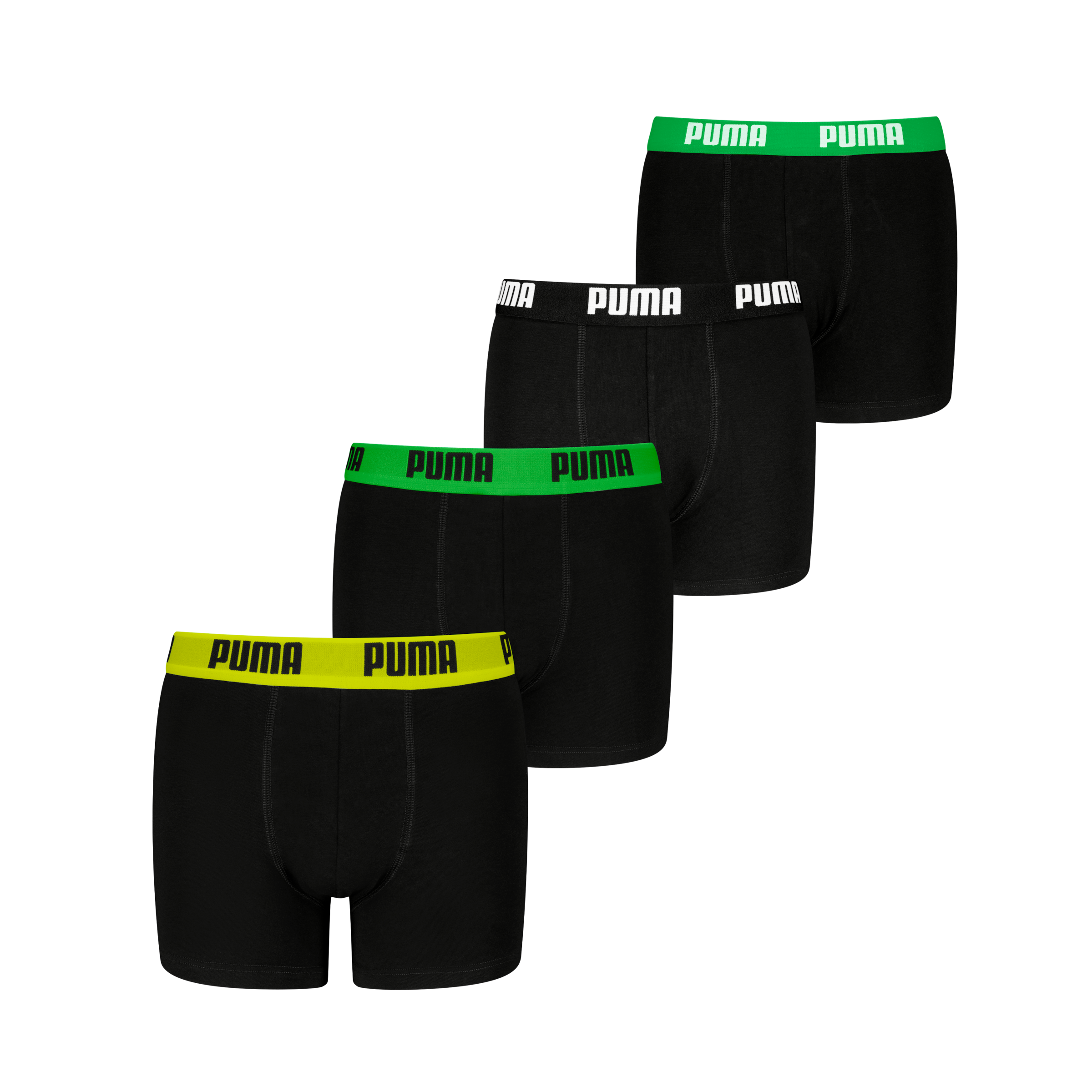 PUMA Boxershorts »PUMA BOYS EVERYDAY BASIC BOXERS 4P ECOM«, (4er Pack), mit farblich abgesetztem Bund