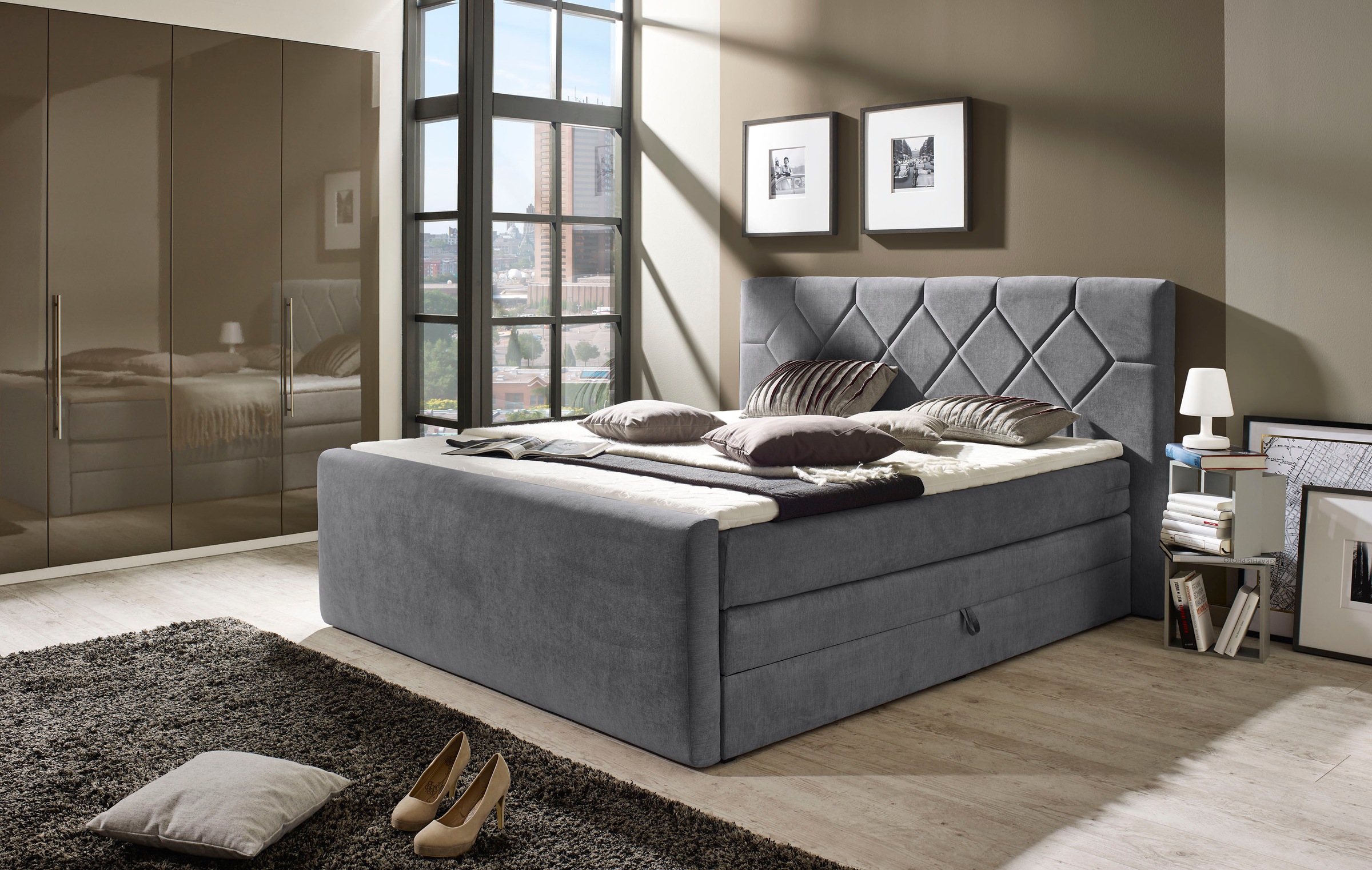 PLACES OF STYLE Boxspringbett "Atlanta" inklusive Topper und Bettkasten günstig online kaufen