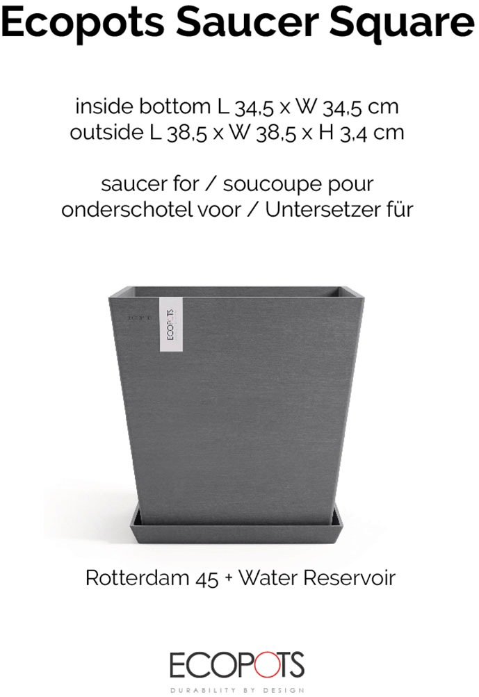 ECOPOTS Topfuntersetzer »Quadratisch 45 Grau« für innen und außen: frostsicher, bruchsicher und lichtbeständig