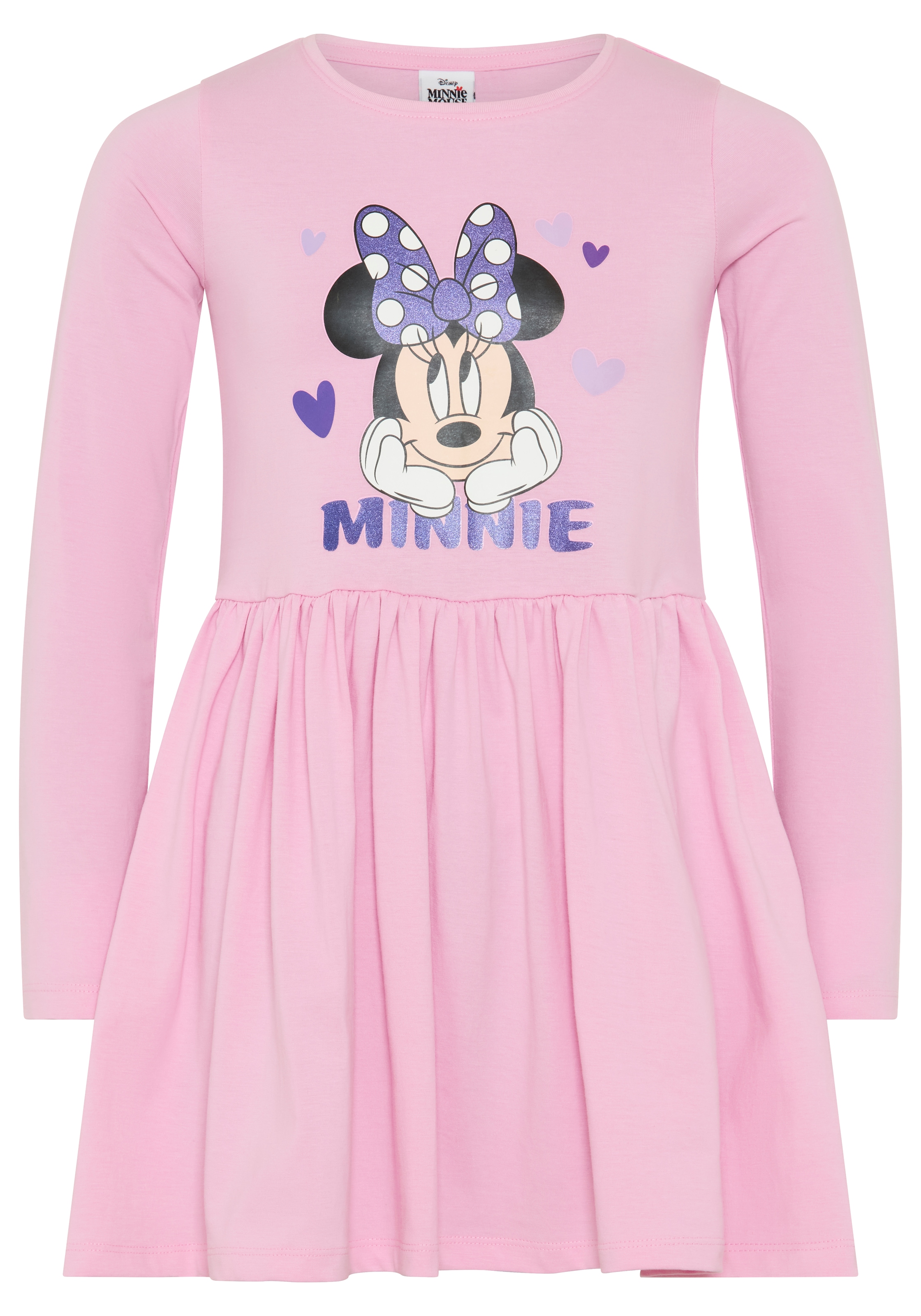 KIDSWORLD Jerseykleid »MINNIE MOUSE Kleid, Disney« Disney Jerseykleid, mit Rundhalsausschnitt, bedruckt, mit Glitzerdruck