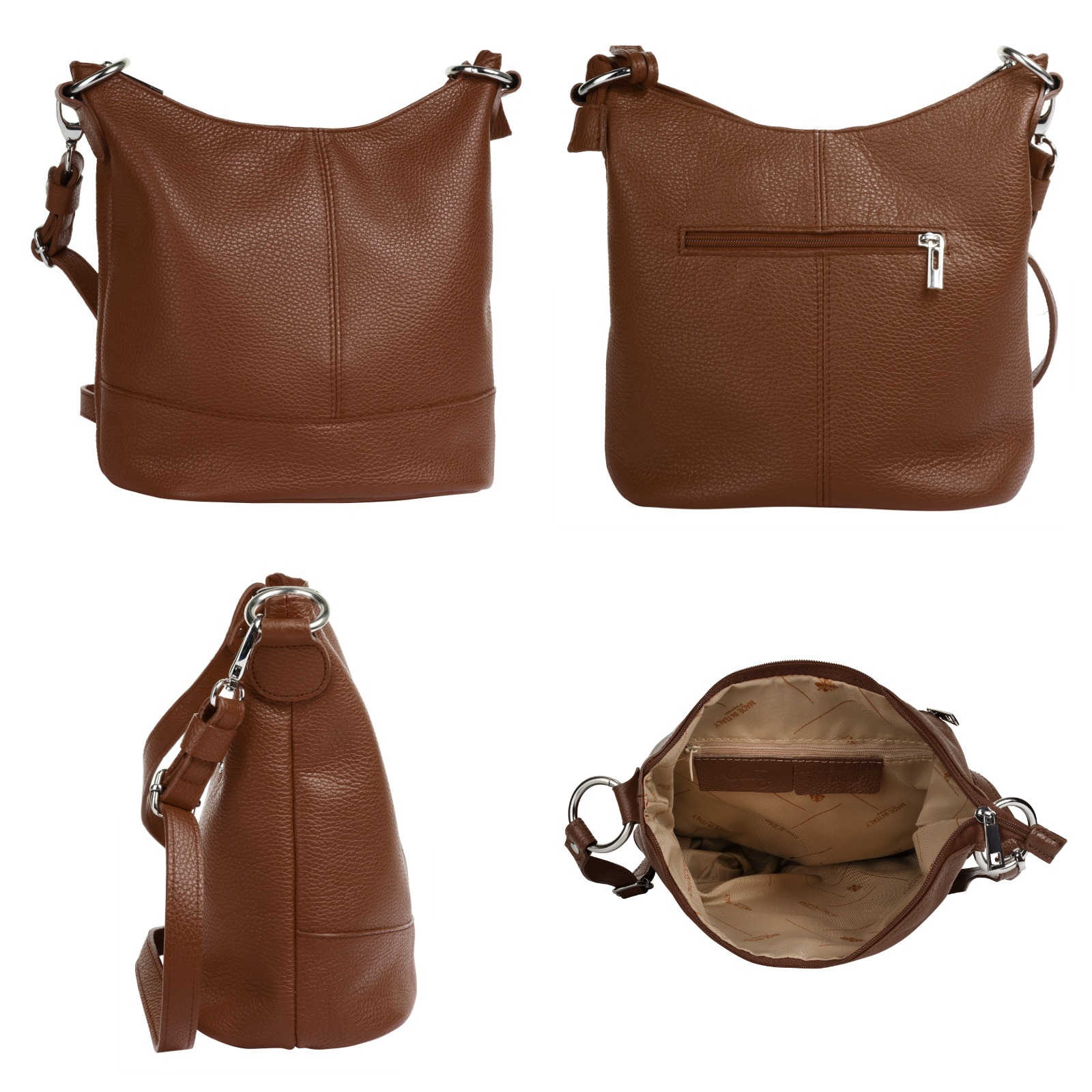 Cluty Umhängetasche, echt Leder, Made in Italy