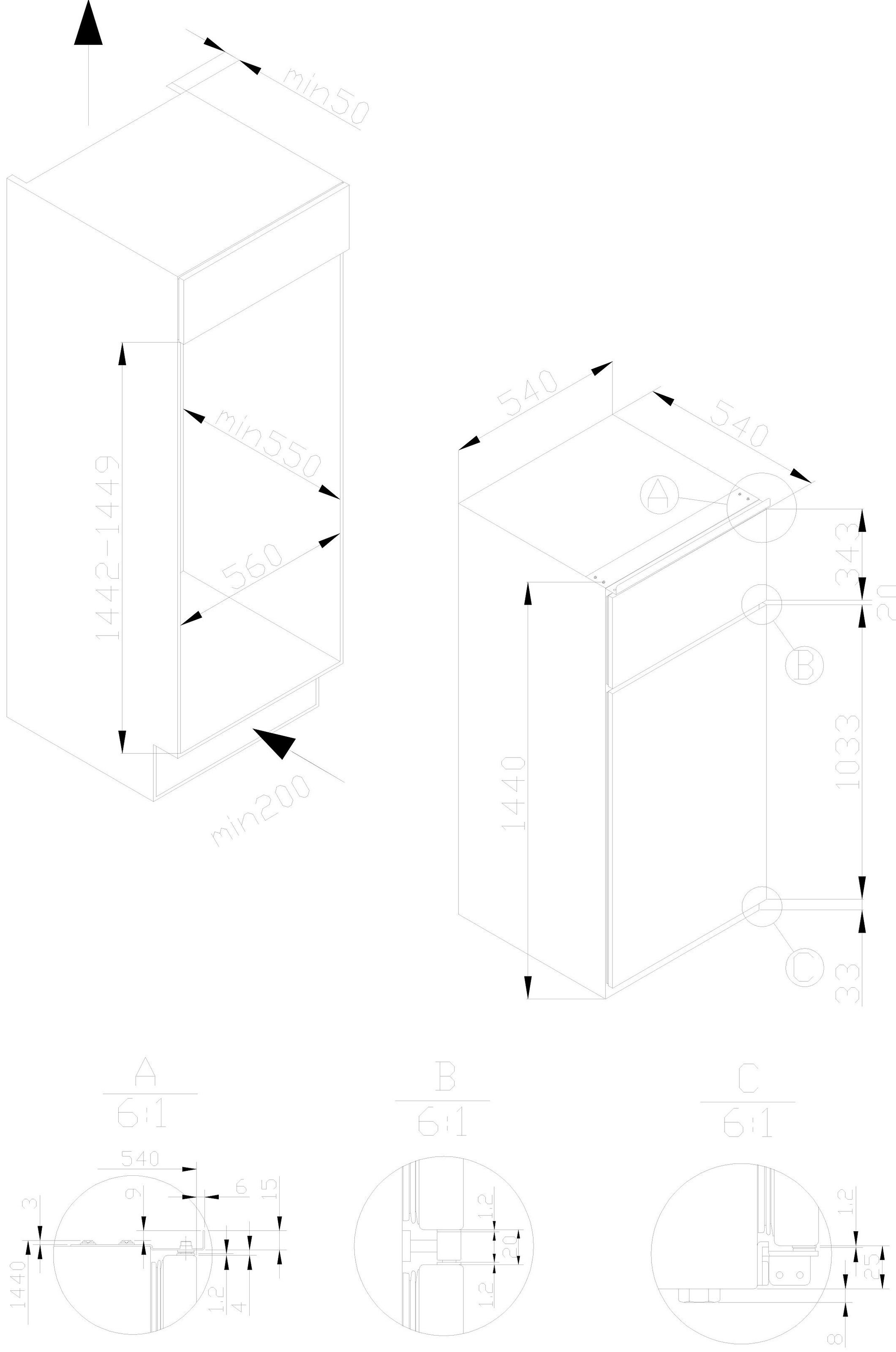 Amica Einbaukühlgefrierkombination, EKGC16166, 144 cm hoch, 54,5 cm breit,  Sicherheitsglas online kaufen