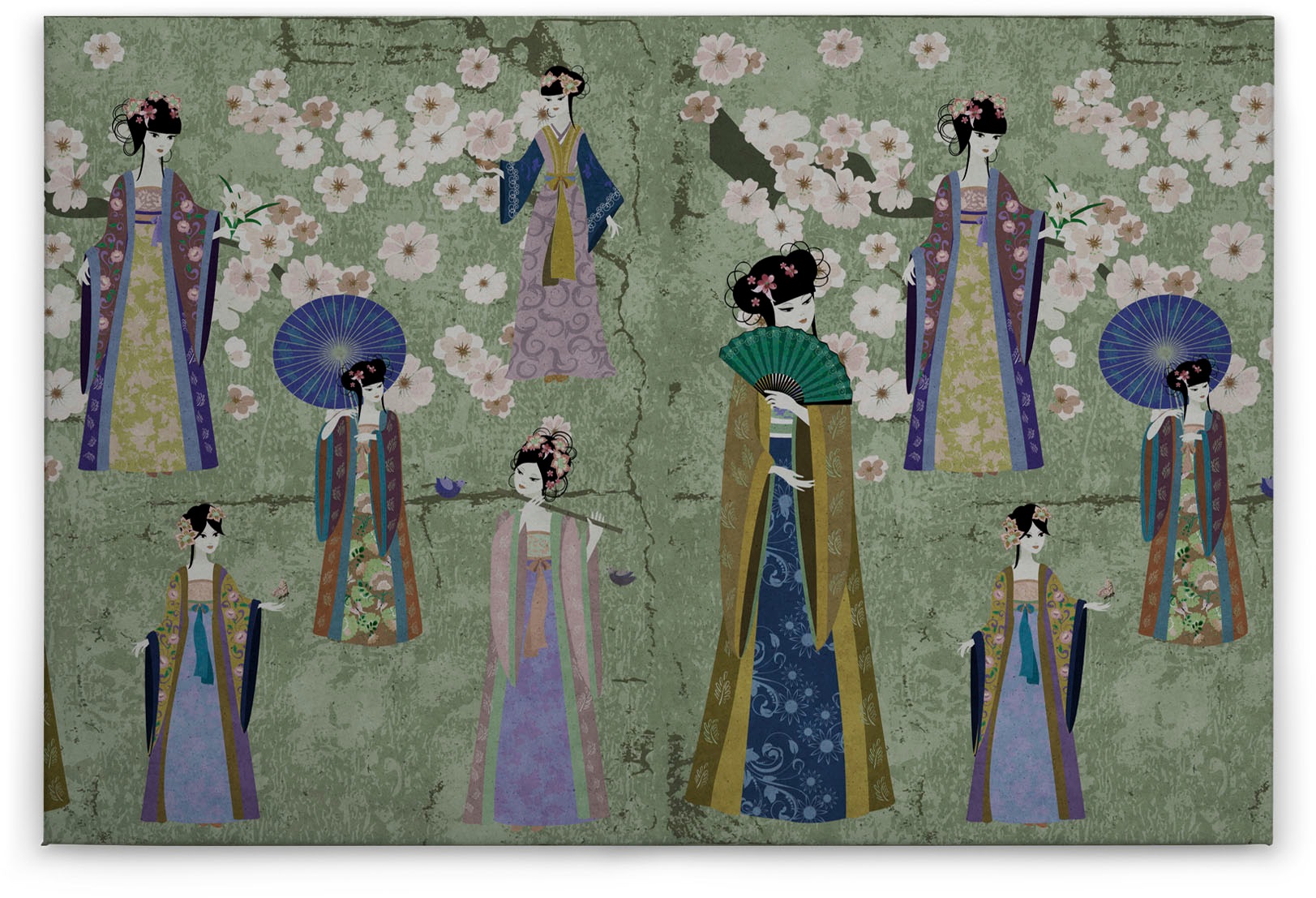A.S. Création Leinwandbild »kimono«, Kunst-Gemälde-Kinder, (1 St.), Keilrahmen Bild Asiatisch Leinwand-Bild Wohnzimmer modern Wandbild