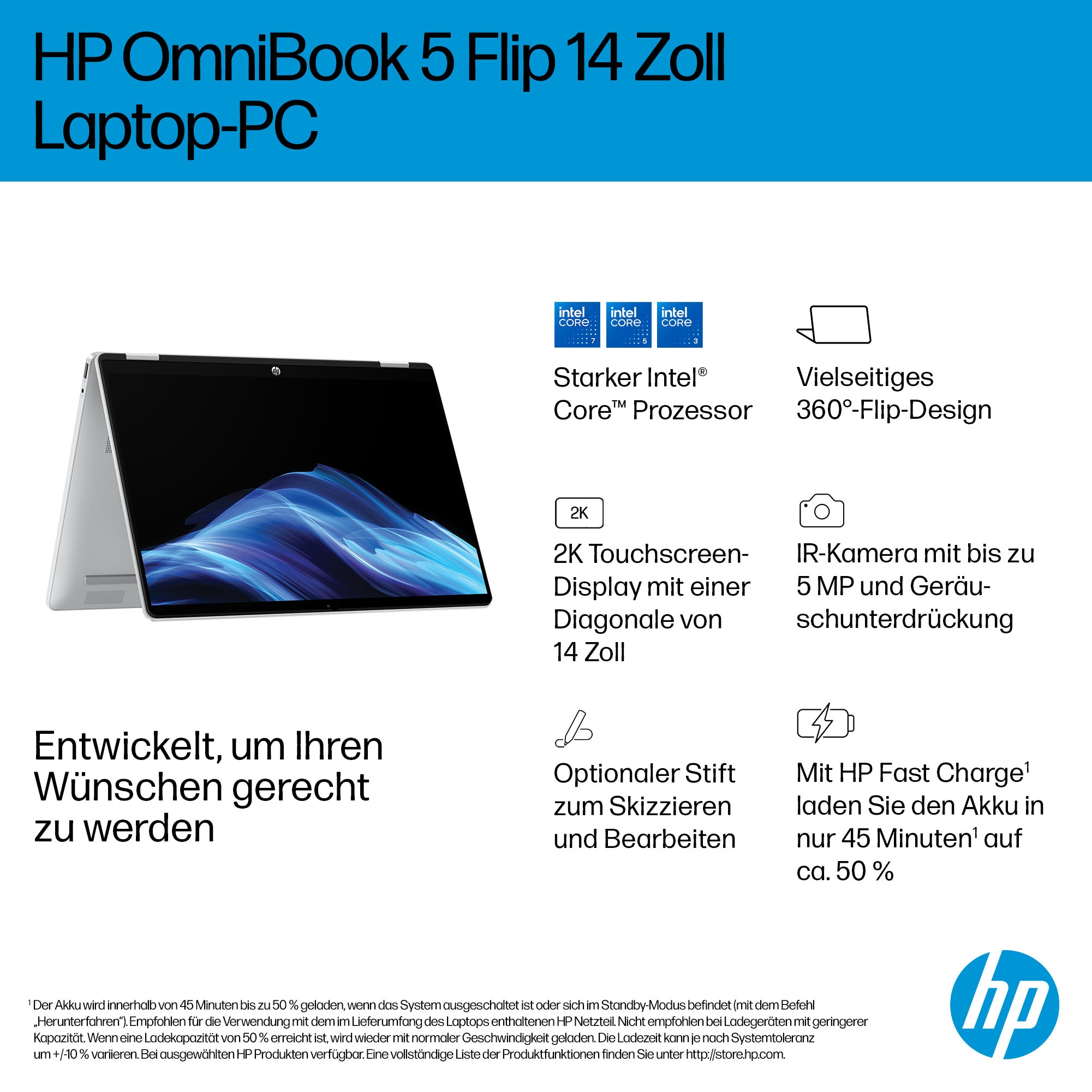 HP Notebook »OmniBook 5 Flip 14-fp0077ng Silver«
