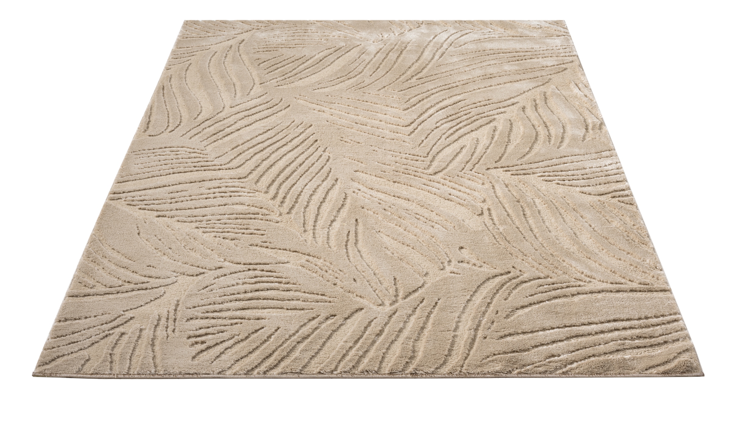 OTTO home Teppich »Samia, Hoch-Tief-Struktur«, rechteckig, 19 mm Höhe, leichter Glanz, Floral, Blätter, Modern, Wohnzimmer, Schlafzimmer