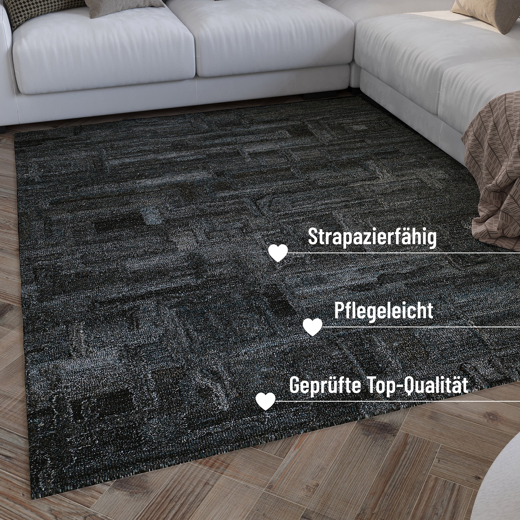 Wecon home Teppich »Hamptons FORTYTWO«, rund, 15 mm Höhe, Kurzflor, Wohnzimmer, Schlafzimmer, elegant, geometrisches Design