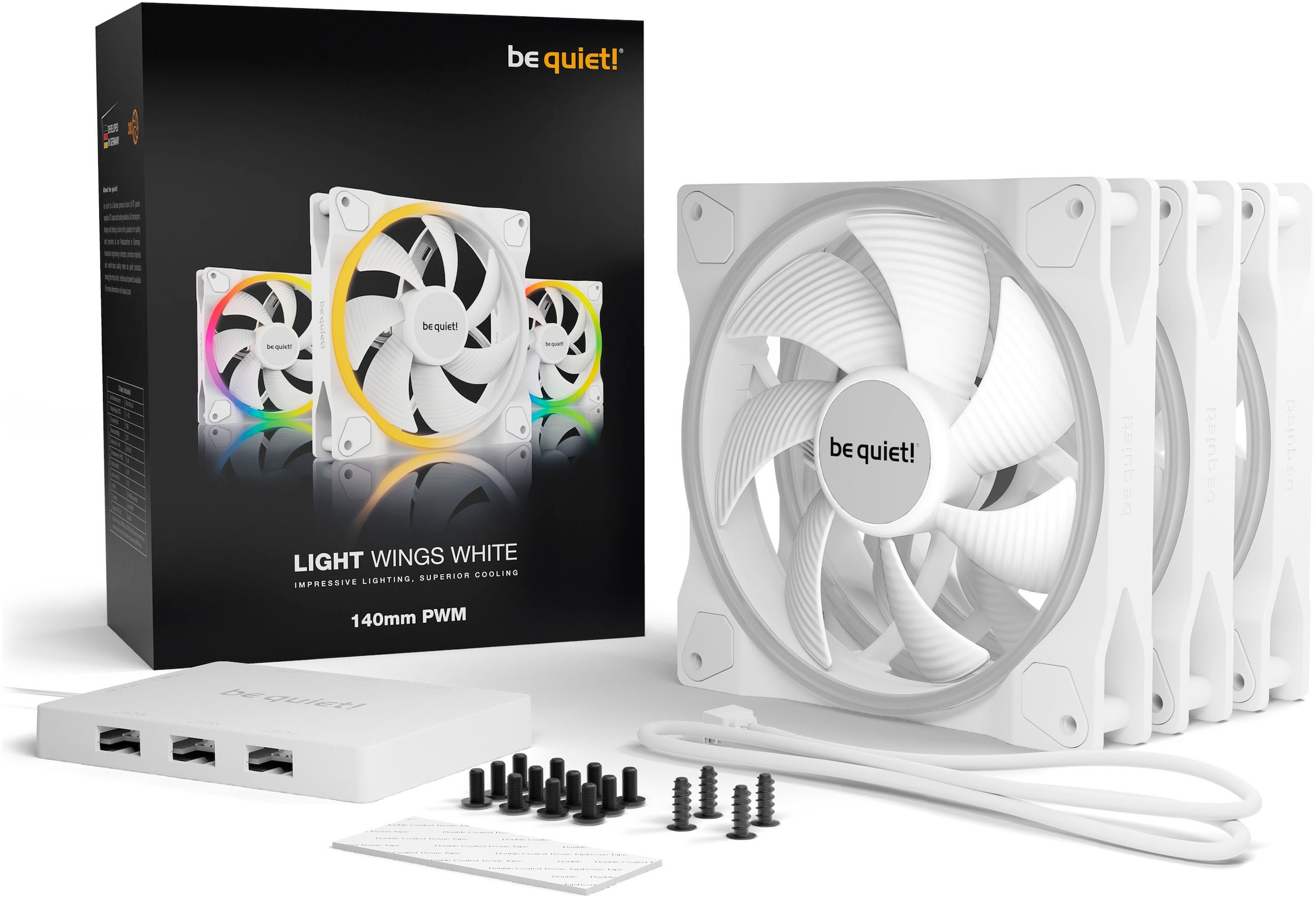be quiet! Gehäuselüfter »Light Wings White  140mm PWM Triple Pack«