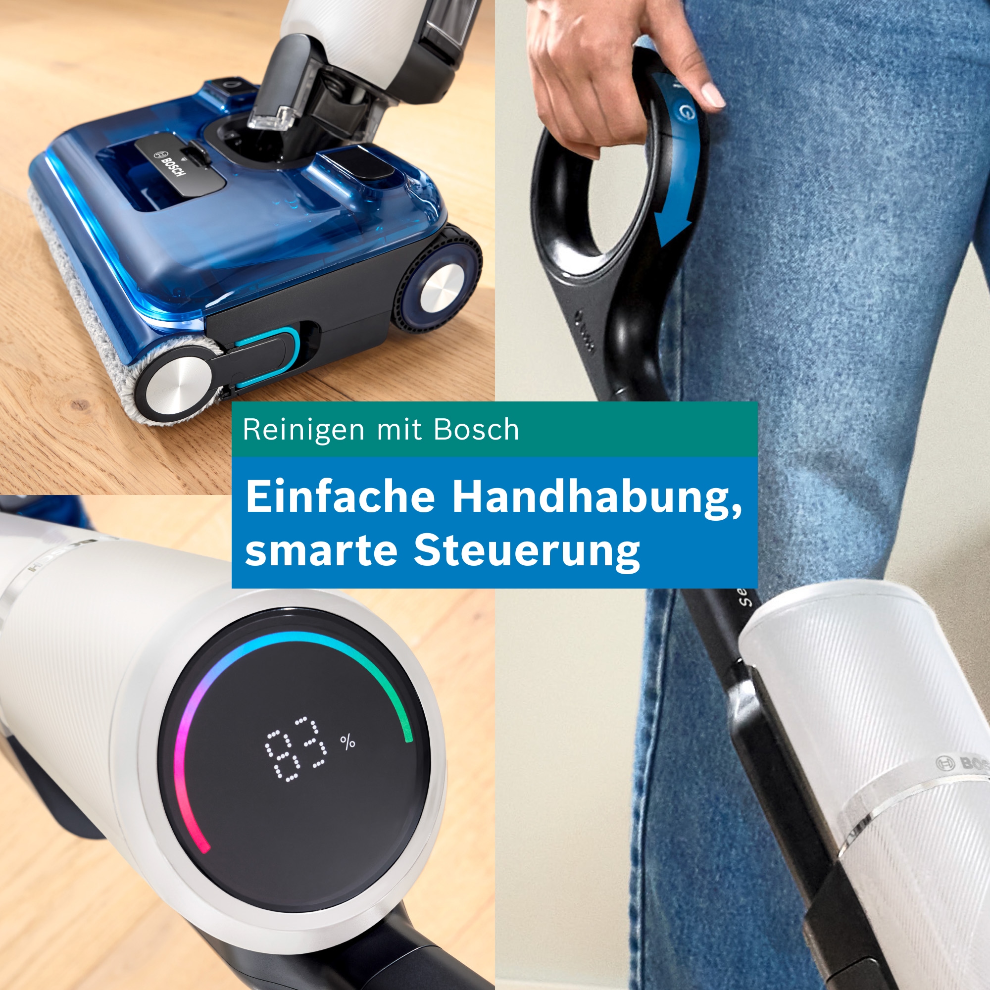 BOSCH Nass-Trocken-Sauger »OneFlow Serie 4 BHF41WM, Selbstreinigung, 24.000 PA Saugkraft« Anti-Haarverwicklung, LED-Licht, Schnelltrocknung, 40 min Akku / 150m²