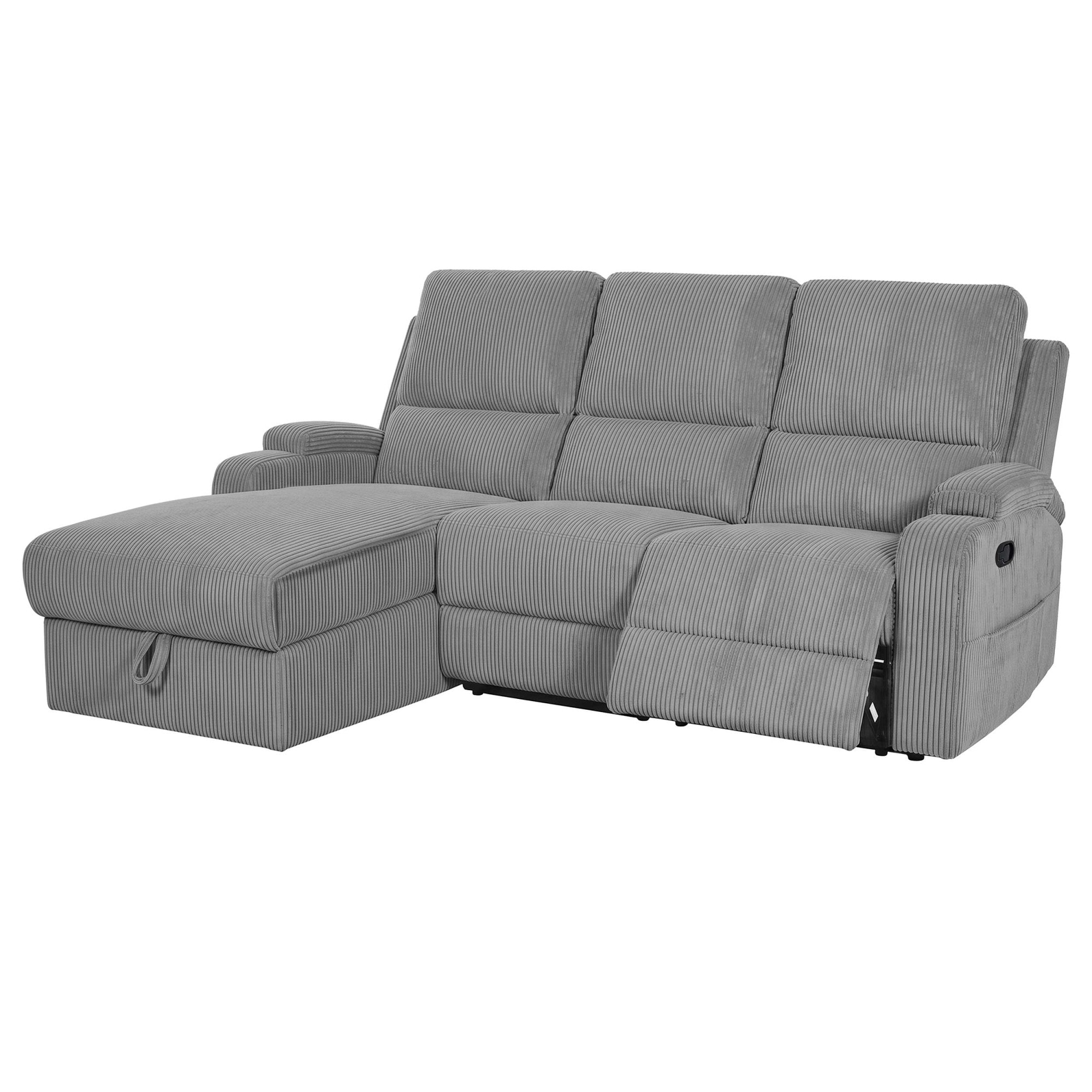 OTTO home Ecksofa »NAPORI Cord, L-Form, 210cm, man./elektr. Relaxfunktion« USB-A bei elektr. Variante, Staukasten, Seitentaschen u. Federkern