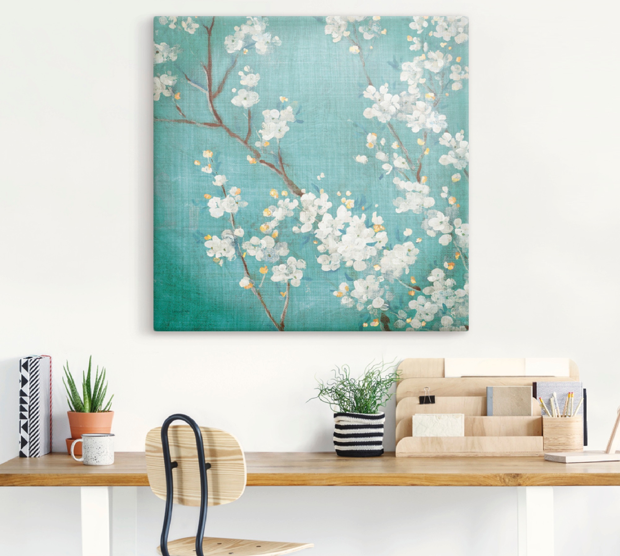 Artland Wandbild "Weiße Kirschblüten II", Blumen, (1 St.), als Leinwandbild günstig online kaufen