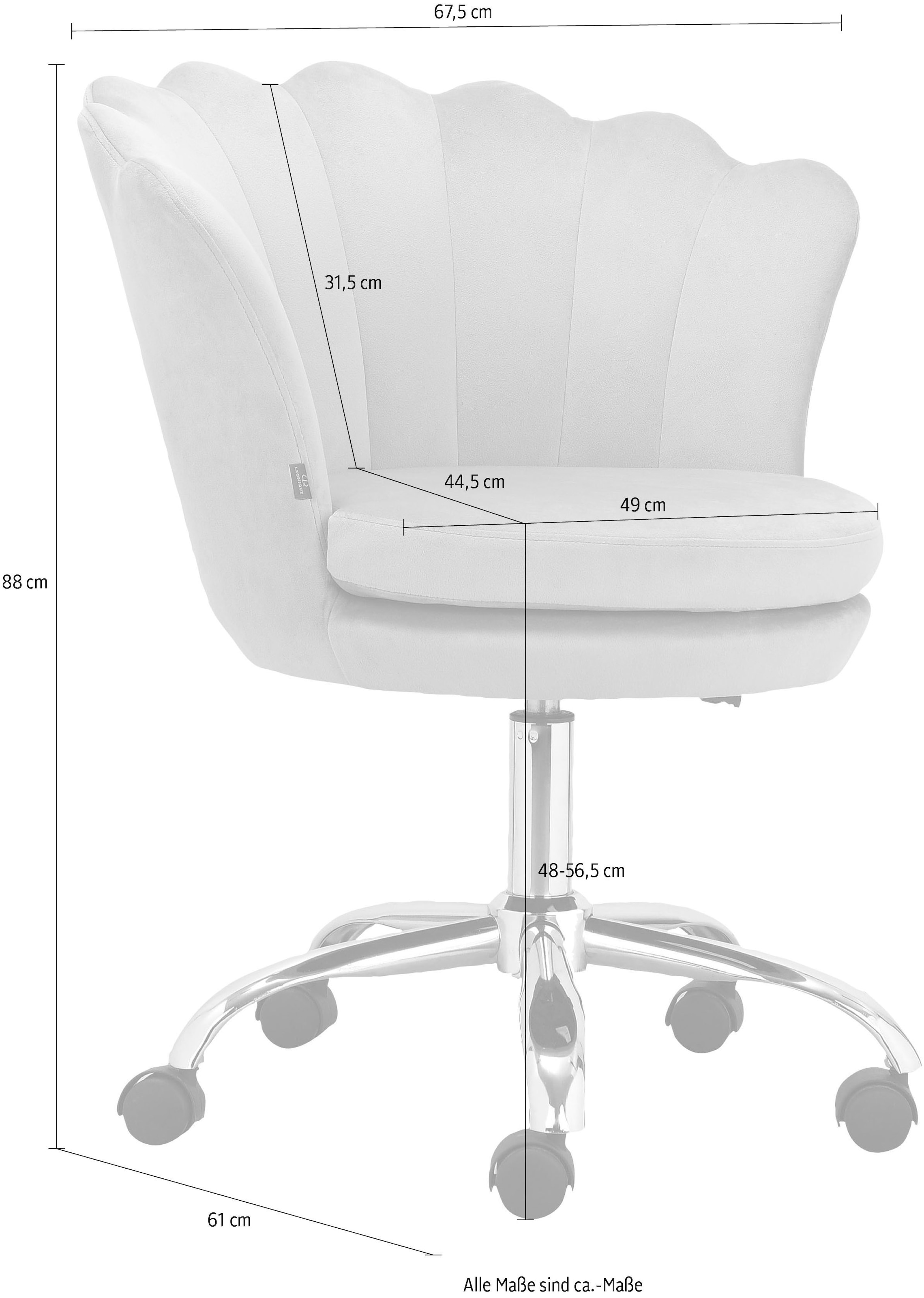 Leonique Bürostuhl »Helleu«, hohenverstellbar, 360° drehbar, Gestell aus Metall, in verschiedenen Farbvarianten enthältlich, Sitzhöhe 48-56,5 cm