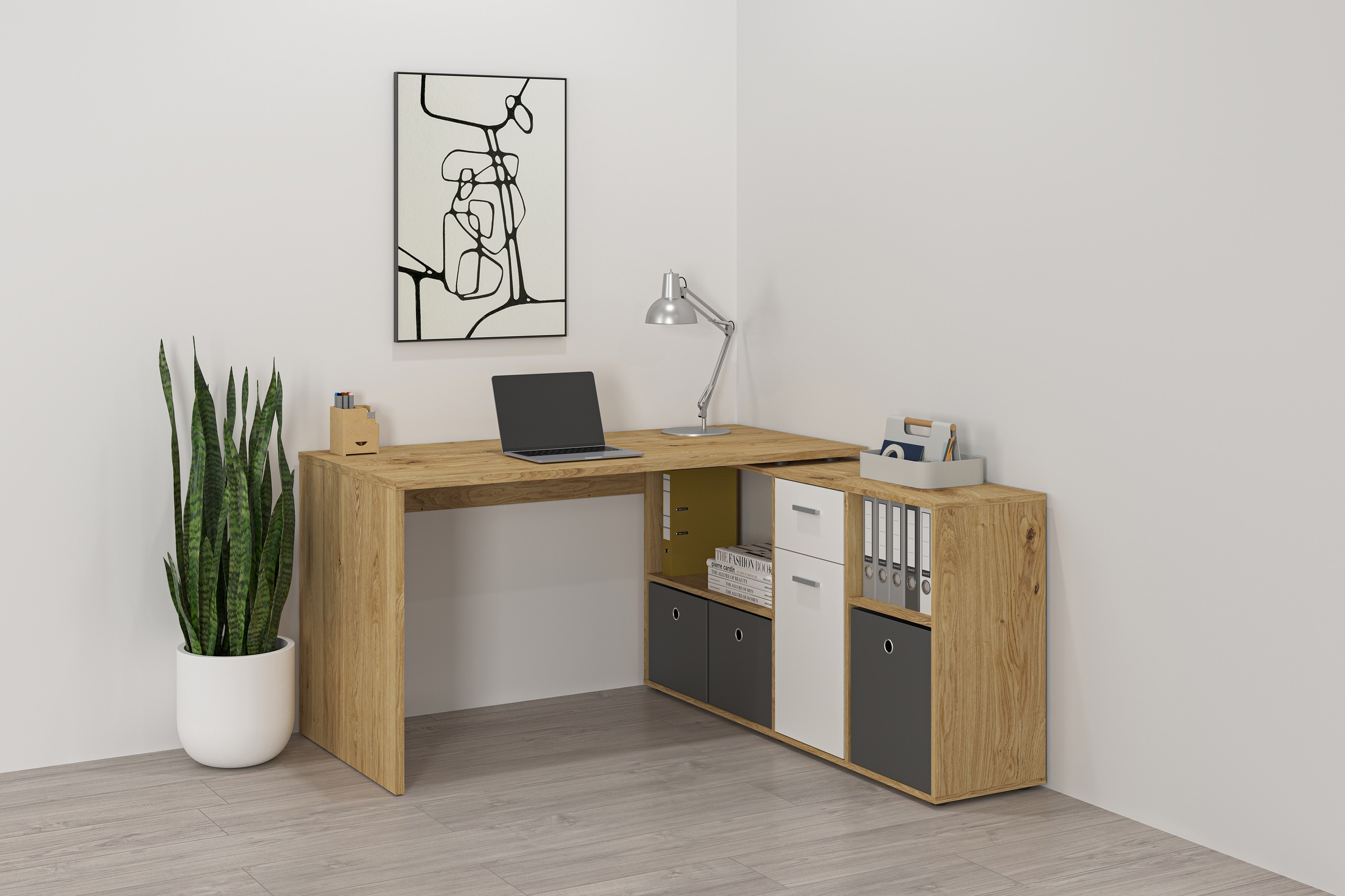 FMD Eckschreibtisch »Lexo«, Schreibtisch/Sideboard viel Stauraum, beidseiti günstig online kaufen