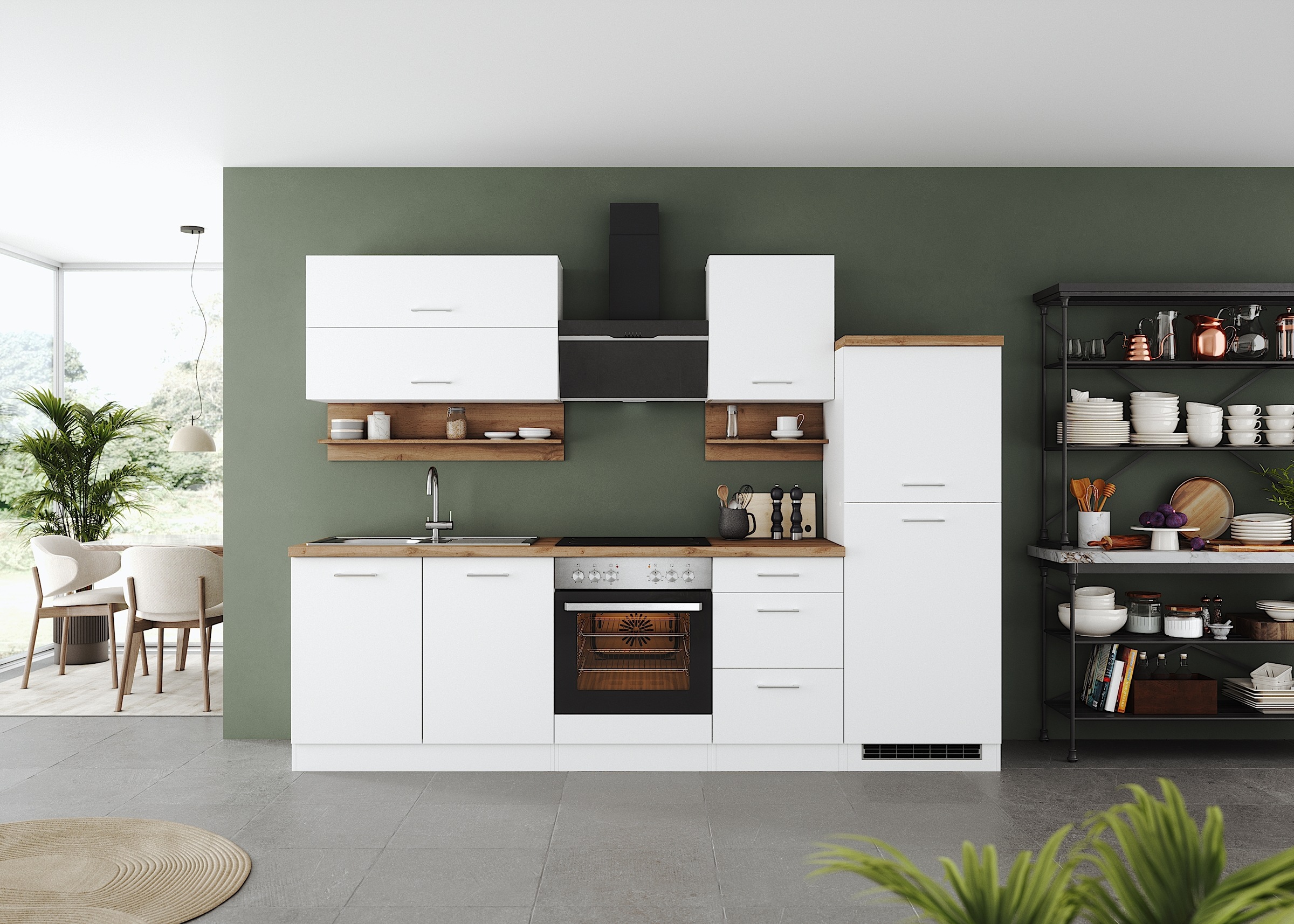 KOCHSTATION Küchenzeile »KS-Milan« 270 cm breit, robuste Metallauszüge, vie günstig online kaufen