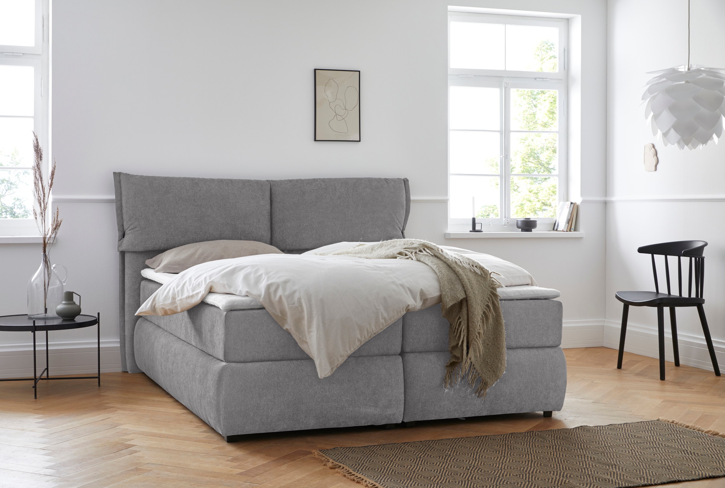 andas Boxspringbett "Jenson", in 4 Farben, 4 Breiten, 3 Matratzenarten in 2 günstig online kaufen