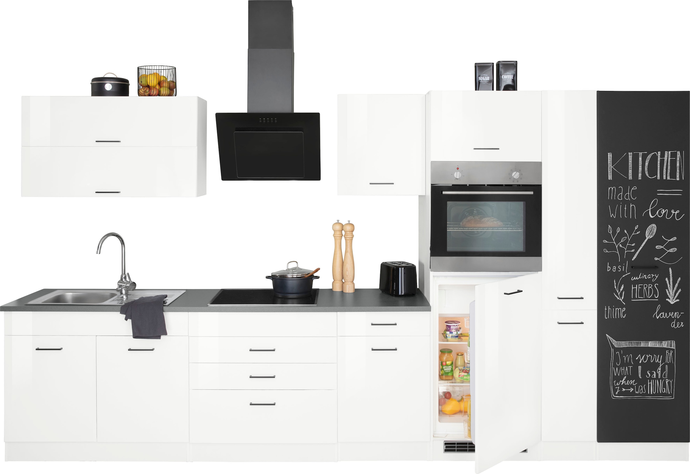 KOCHSTATION Küchenzeile »KS-Trier«, mit E-Geräten, Breite 370 cm