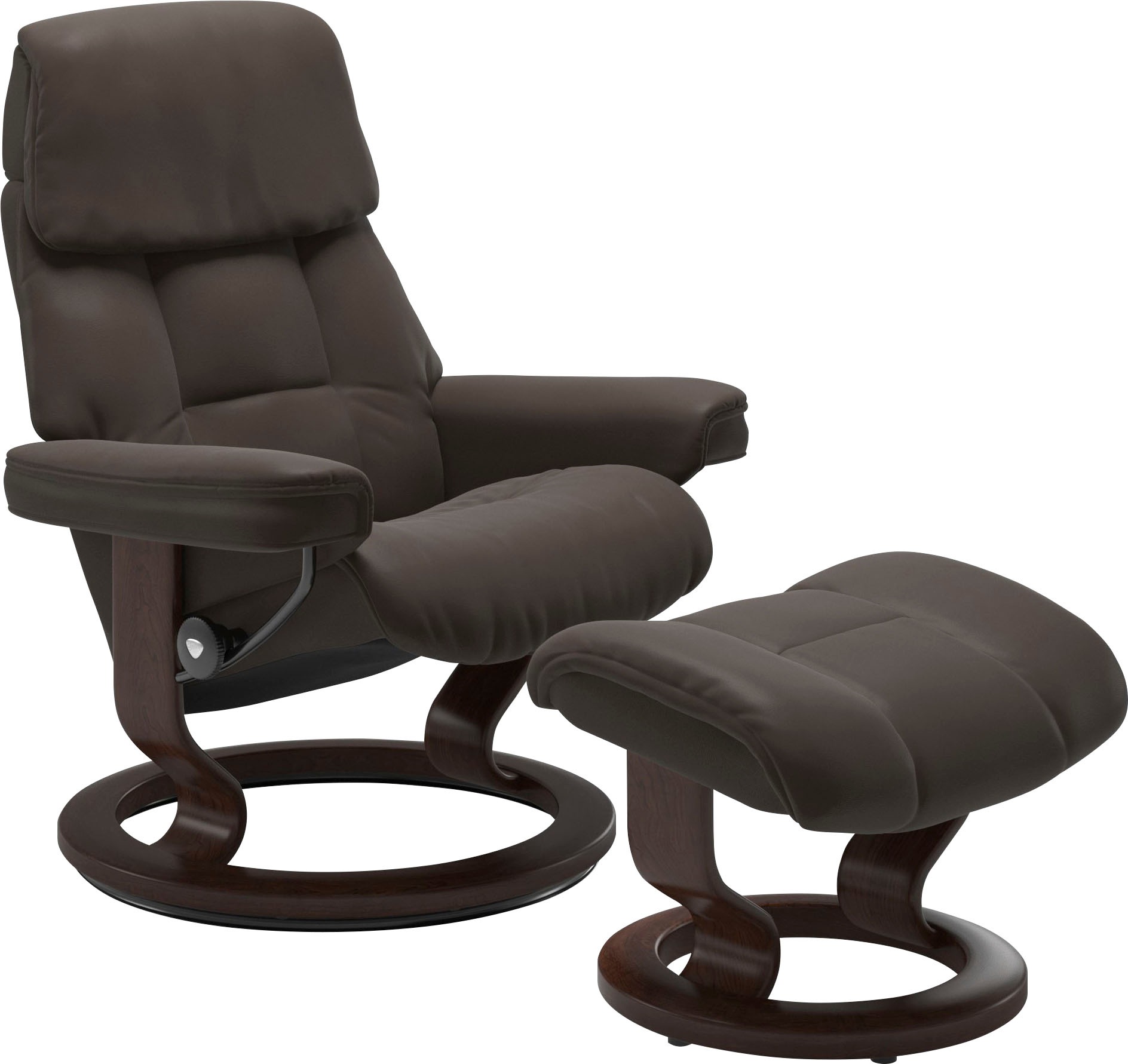 Stressless® Relaxsessel »Ruby«, (Set, Relaxsessel mit Hocker), mit Classic Base, Größe M, Gestell Eiche, Wenge, Braun & Schwarz