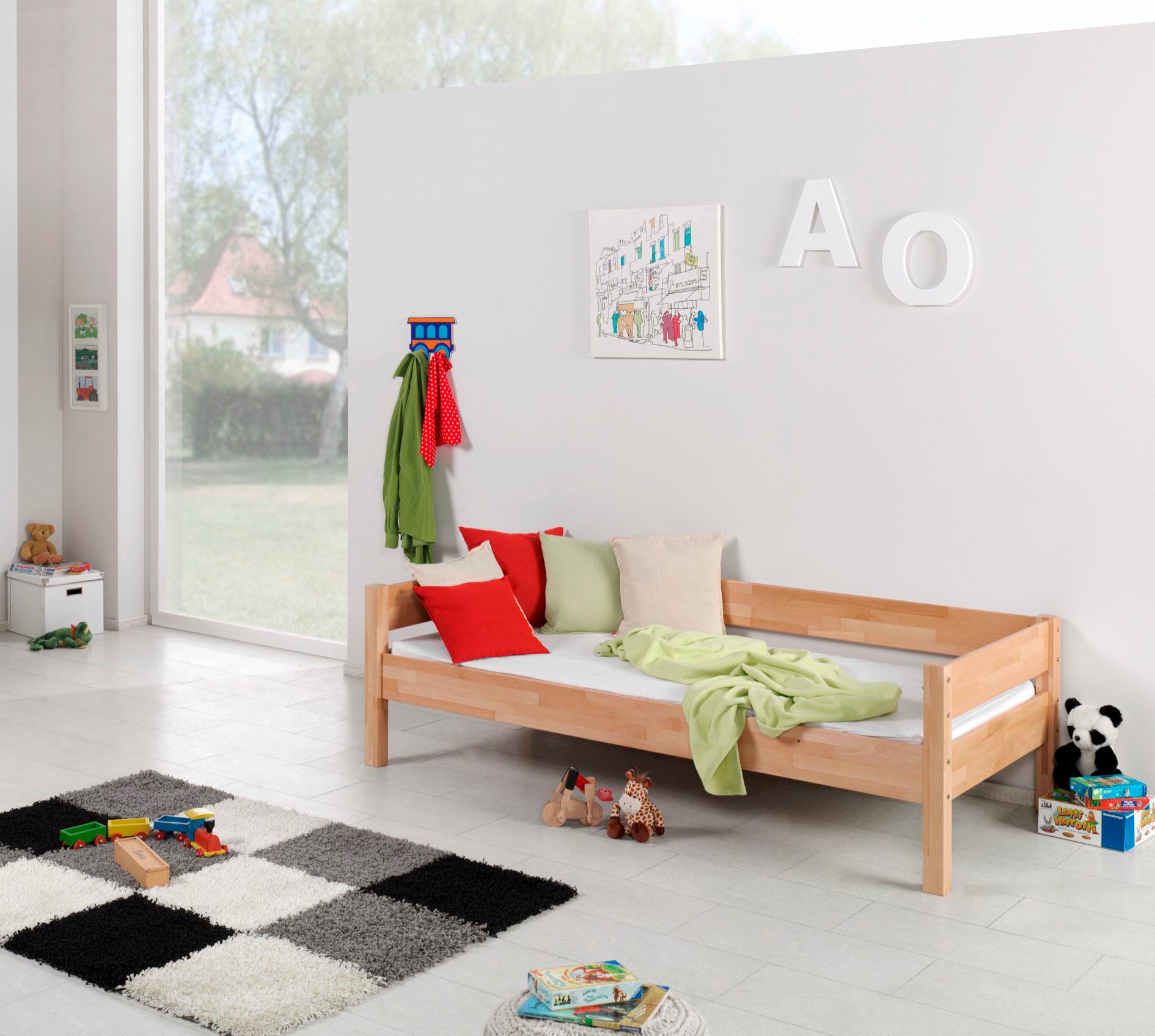 Relita Hochbett »Renate«, inkl. Rolllattenrost, Schreibtisch und Leiter, Buche massiv