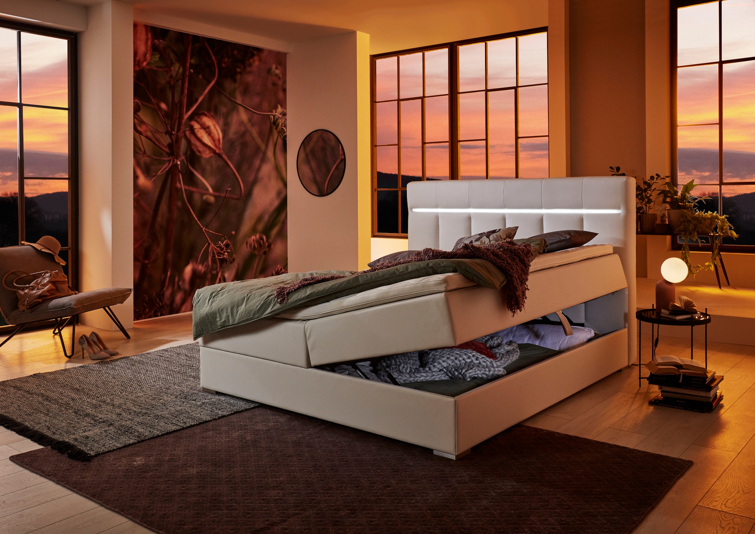 ATLANTIC home collection Boxbett »Tessa«, mit LED-Beleuchtung und Bettkasten