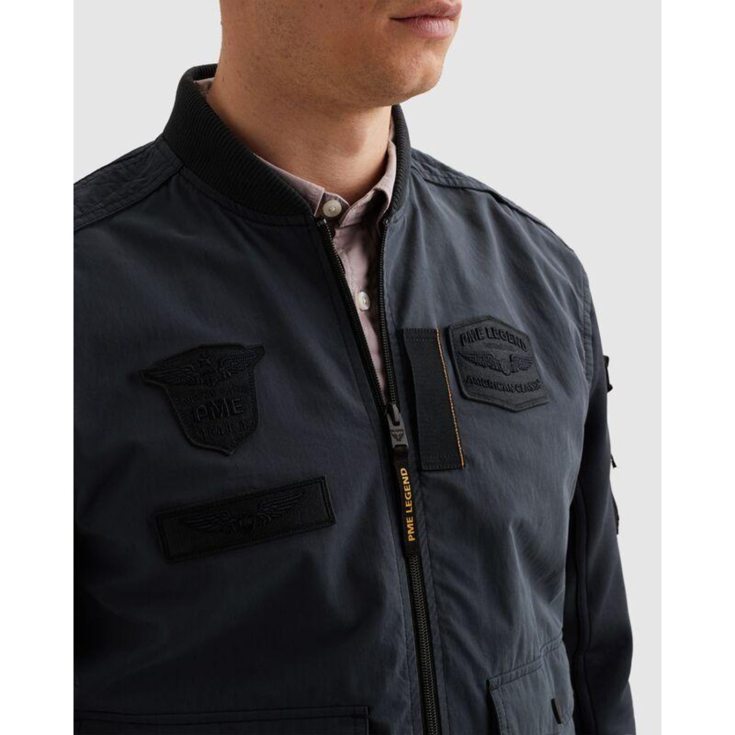 PME LEGEND Bomberjacke Ärmel aus Sweatware, Vorder- und Rückenteil aus Webware