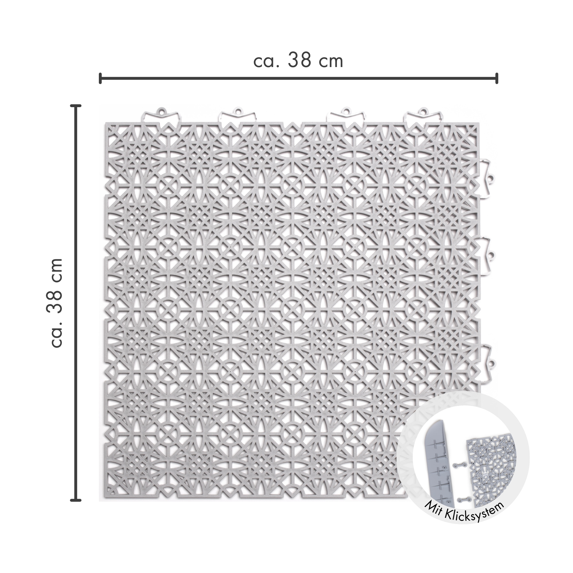 Andiamo Kunststoff-Fliesen »Terra Sol, Terrassenfliesen, wetterfest, Made in Switzerland« Set, erhältlich mit 7 Stück (1 qm), 14 Stück (2 qm) oder 35 Stück (5 qm), 7 Stk. tlg. Klickfliesen, 38x38 cm, Balkon Bodenbelag, UV-beständig