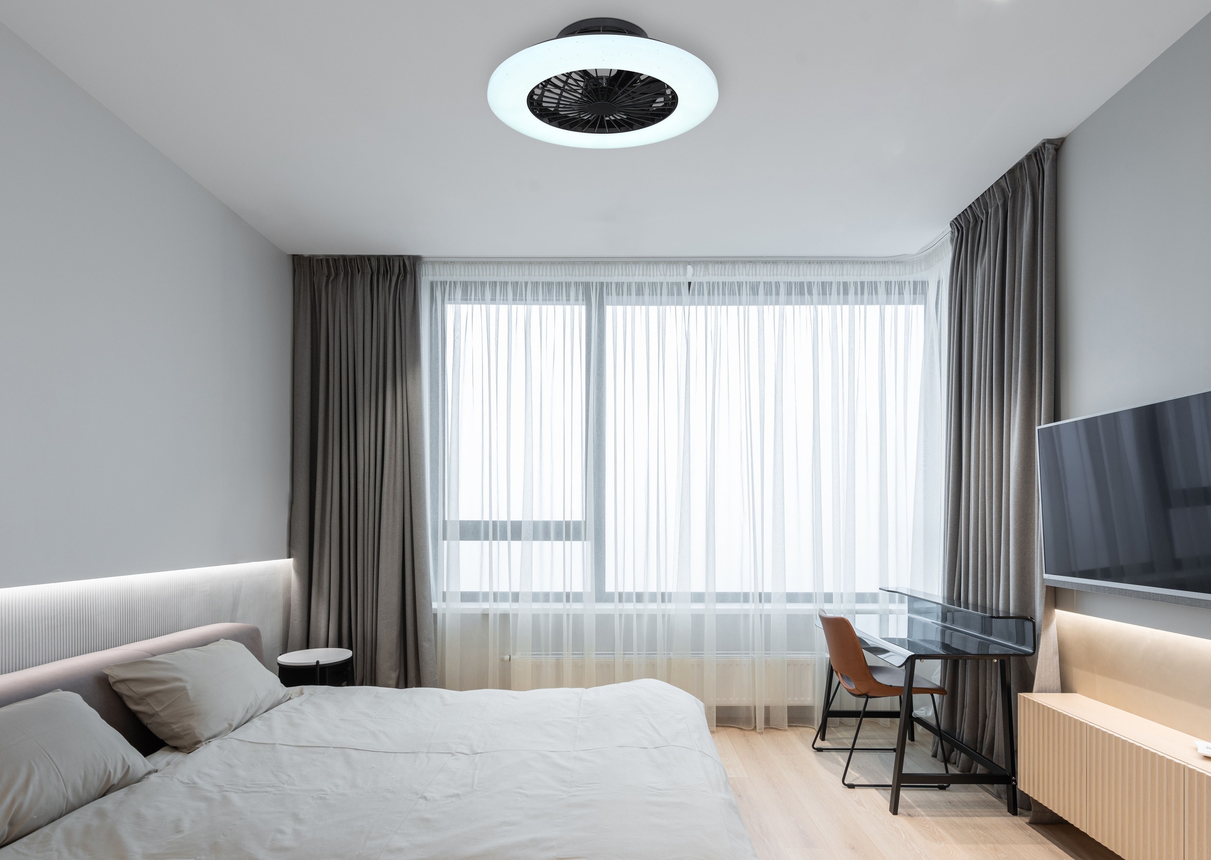 GLOBO LIGHTING Deckenleuchte »TRAVO«, Leuchtmittel LED-Modul | LED fest integriert, Ventilator/ Küche / Wohnbereich / Schlafzimmer /schwarz / Flügel innen