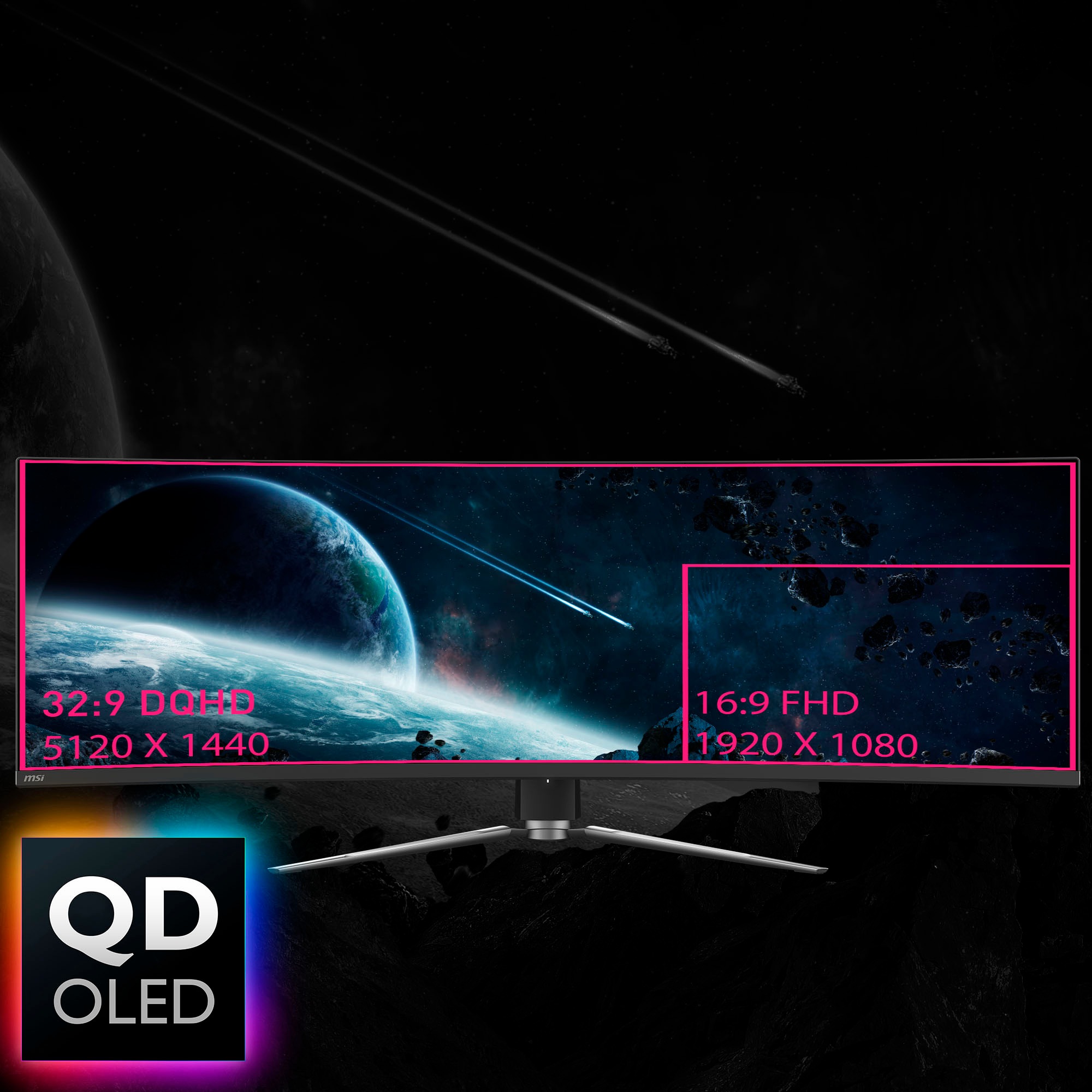 MSI Curved-Gaming-Monitor »MPG 491CQPX QD-OLED«, 125 cm/49 Zoll, 5120 x 1440 px, DQHD, 0,03 ms Reaktionszeit, 240 Hz
