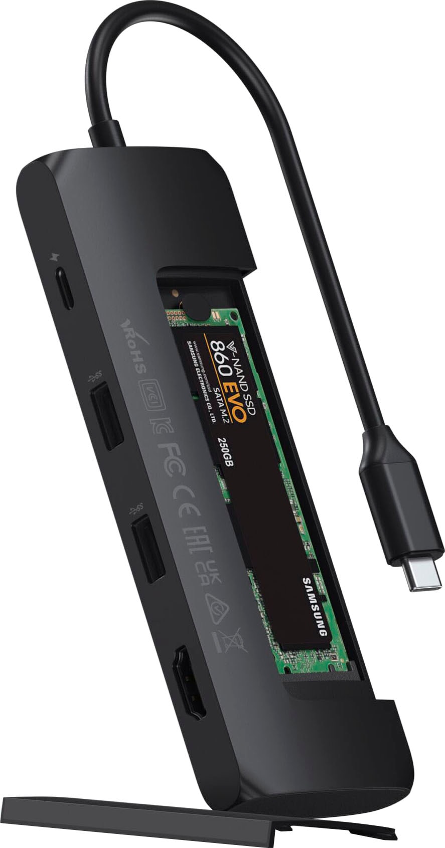 Satechi Laptop-Adapter »USB-C Hybrid Multiport Adapter with SSD Enclosure«, USB-C zu USB Typ A-USB Typ C-HDMI-SATA