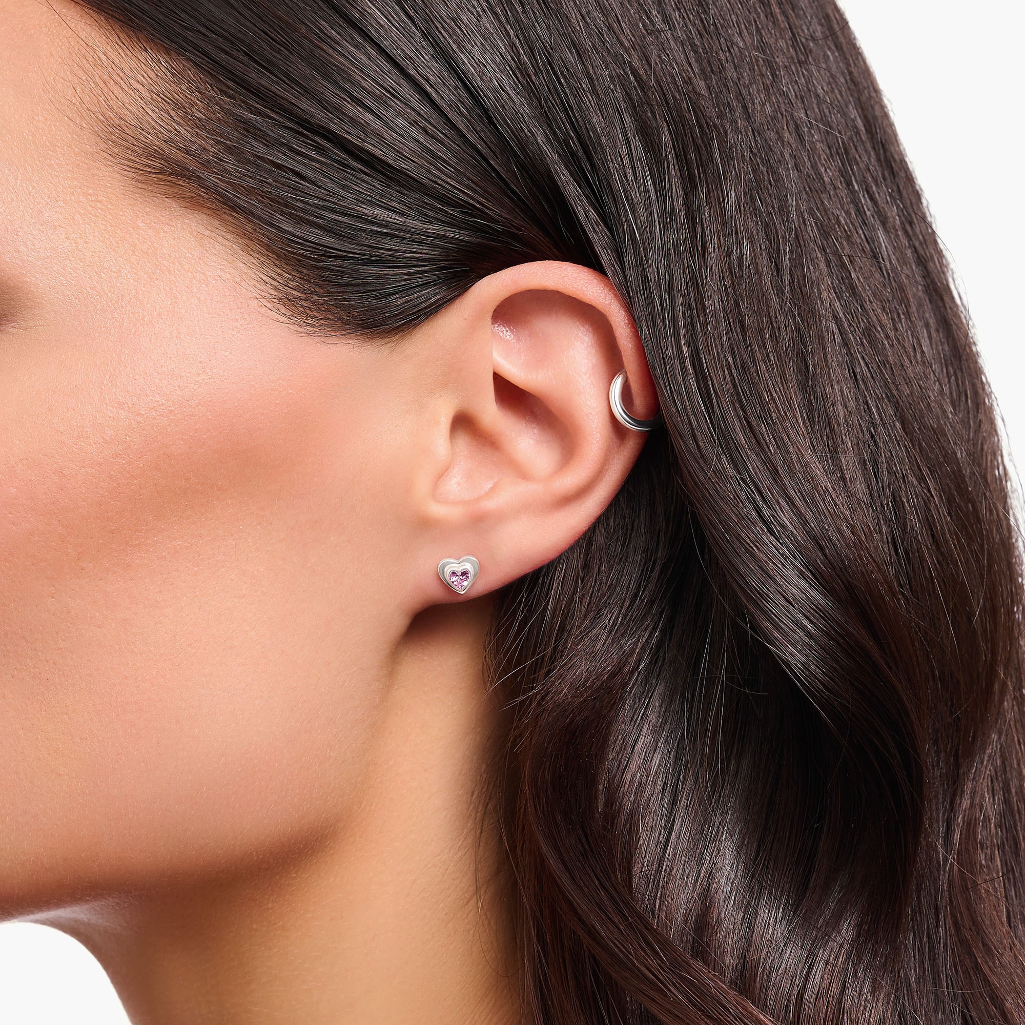 THOMAS SABO Paar Ohrstecker »Herz mit pinkfarbenem Zirkonia« mit Zirkonia (synth.)