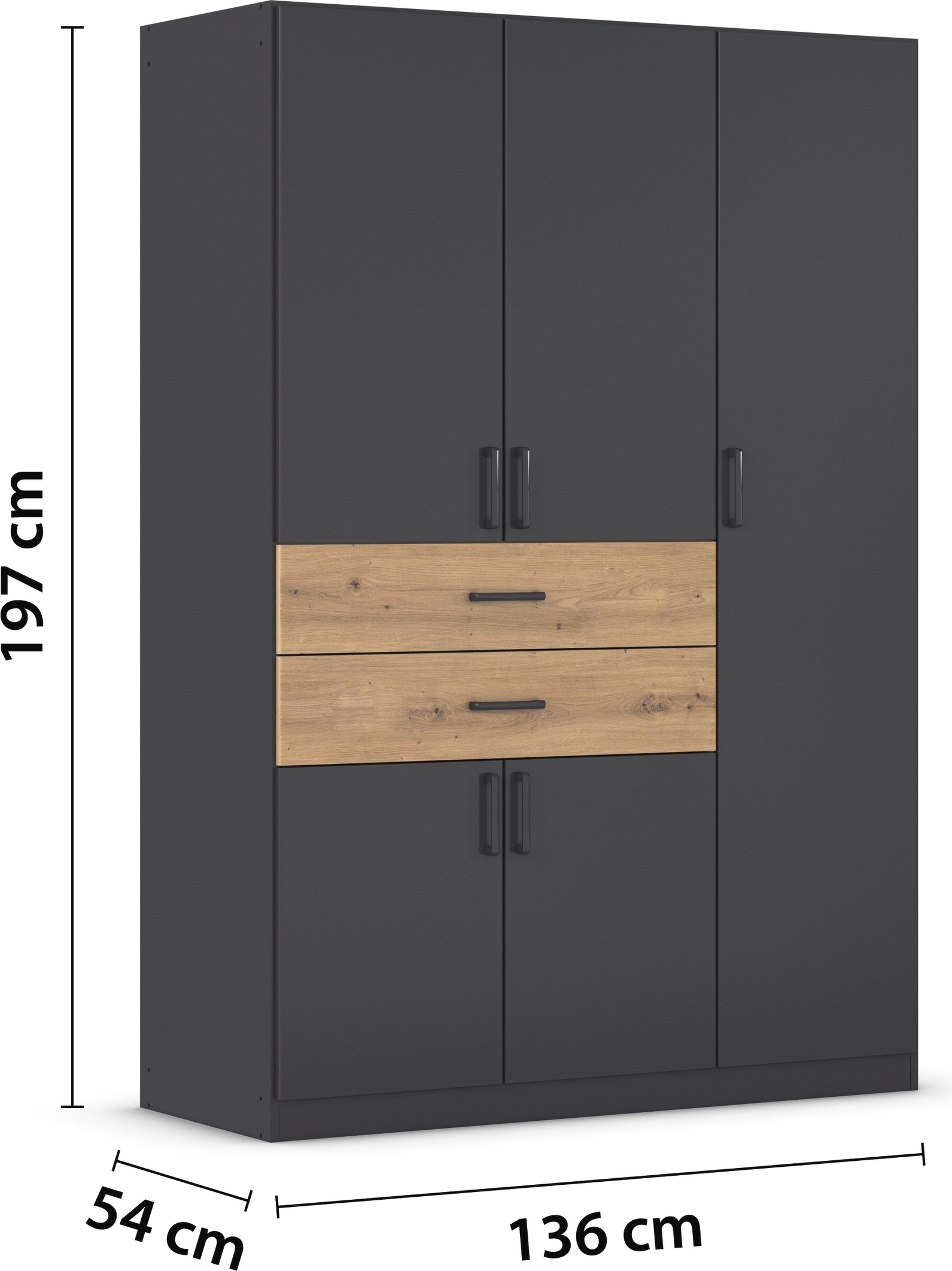 rauch Drehtürenschrank »Kleiderschrank Schrank Garderobe MAIKA mit Dekor-Front«, 2 Schubladen, in verschiedenen Breiten, Höhen, Farben, MADE IN GERMANY