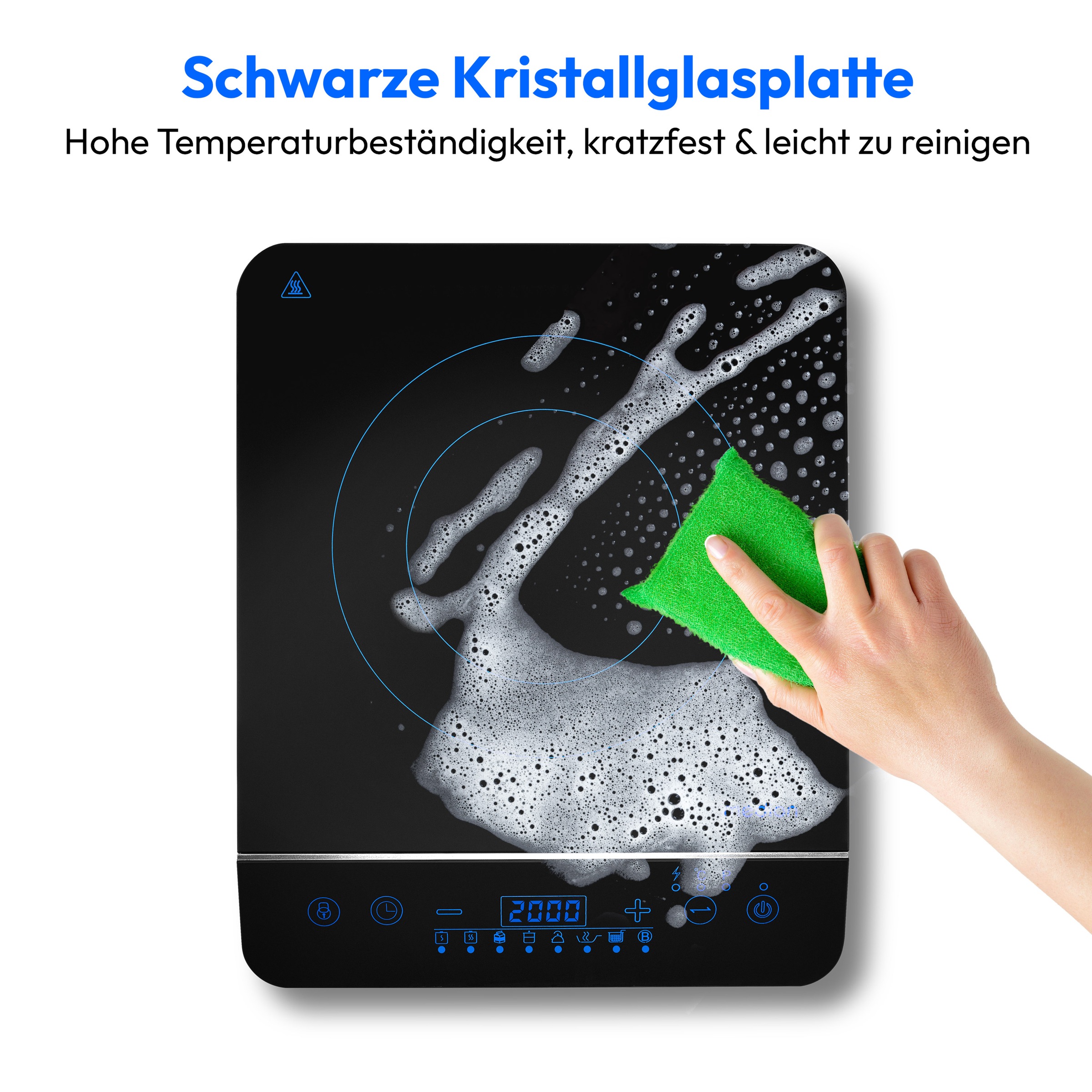 Medion® Einzel-Induktionskochplatte »MD 17595, 2000 W Induktionsleistung, automatische Topferkennung, Timer«, Temperaturbereich 60 - 240°, Sensor-Touch-Display, 10 Leistungsstufen