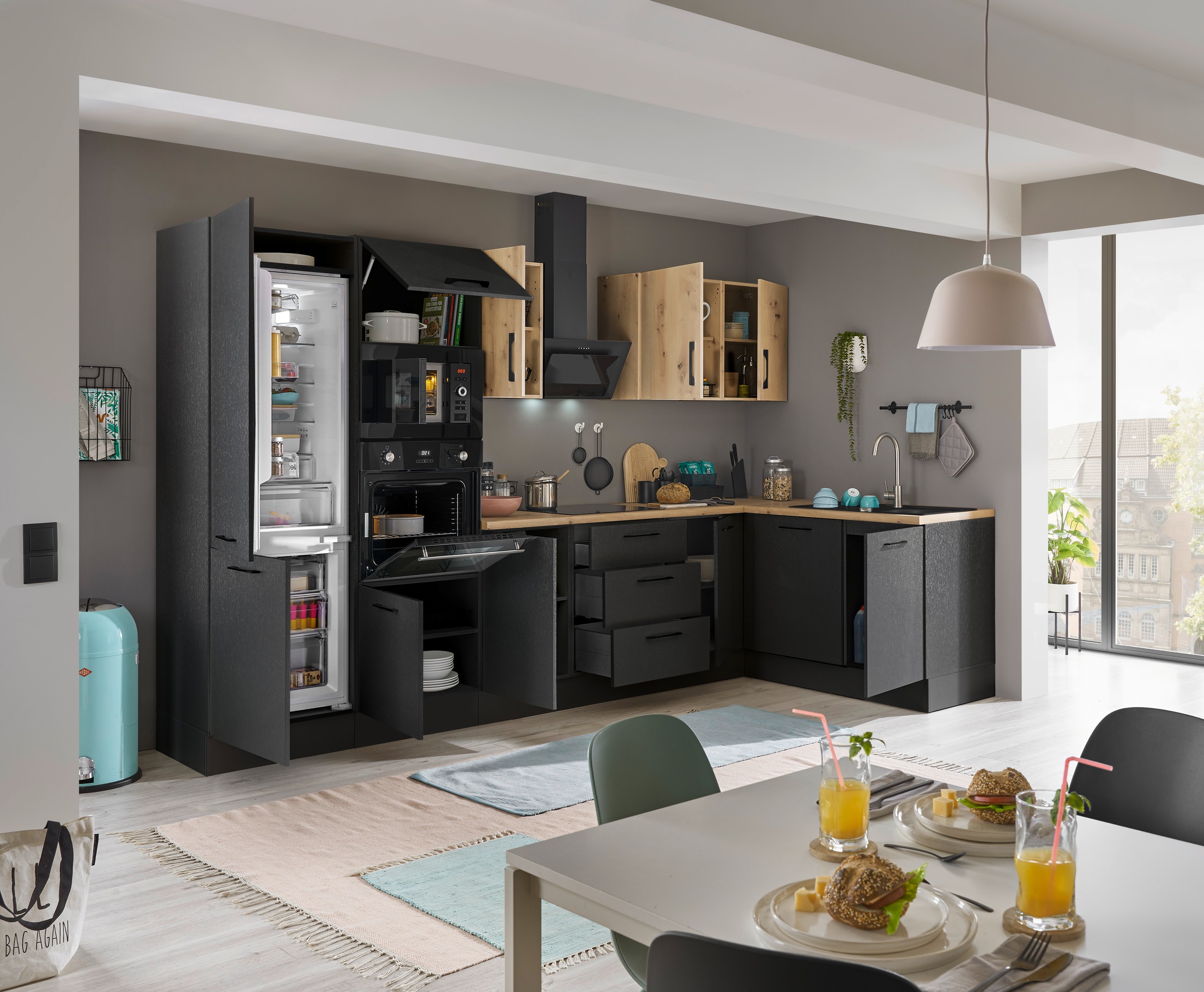 BASIC by Balculina Winkelküche »Turin«, Stellbreite 340x175 cm, wahlweise mit E-Geräten