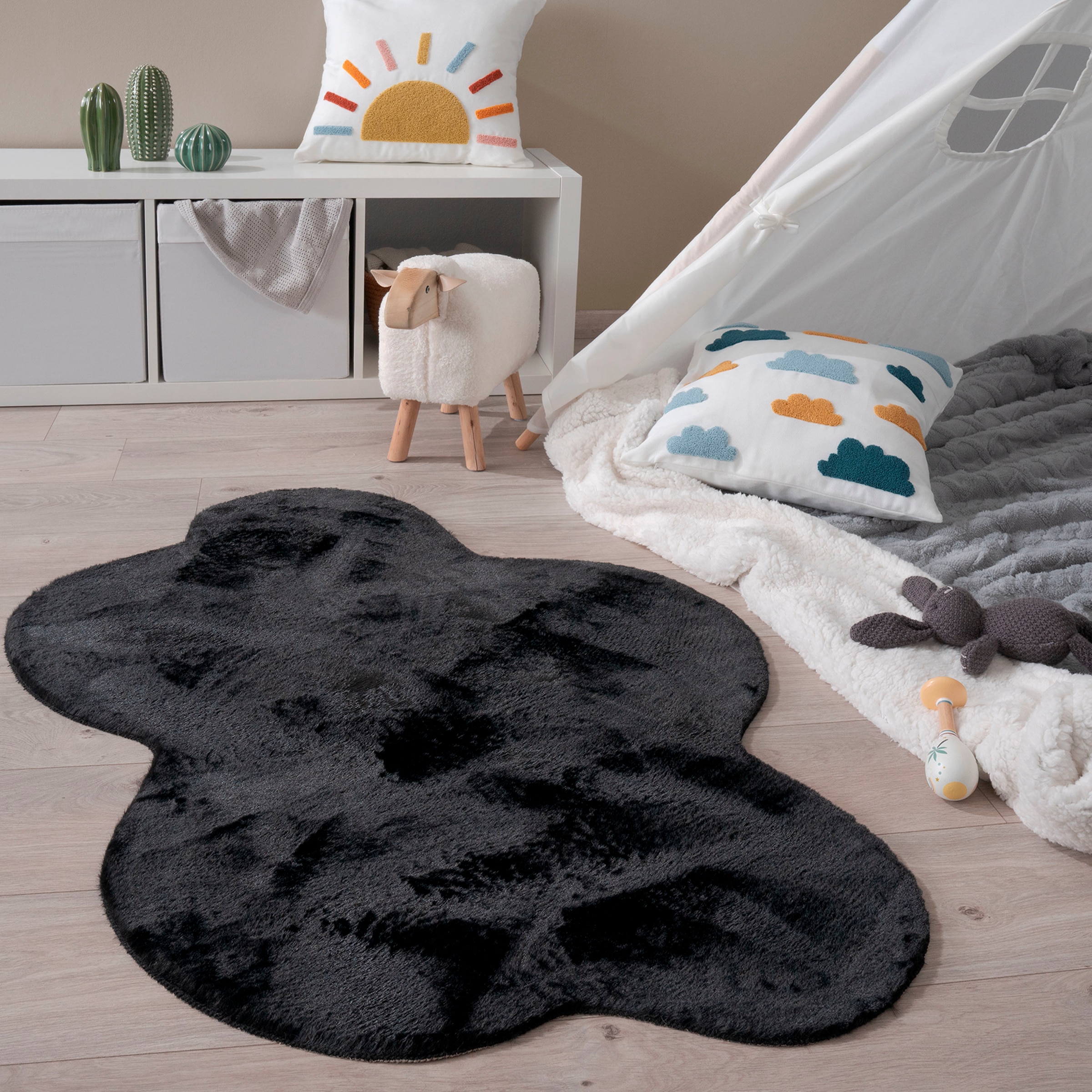 Paco Home Teppich »Pelt 640 Wolke«, wolkenförmig, 16 mm Höhe, Kunstfell, Un günstig online kaufen