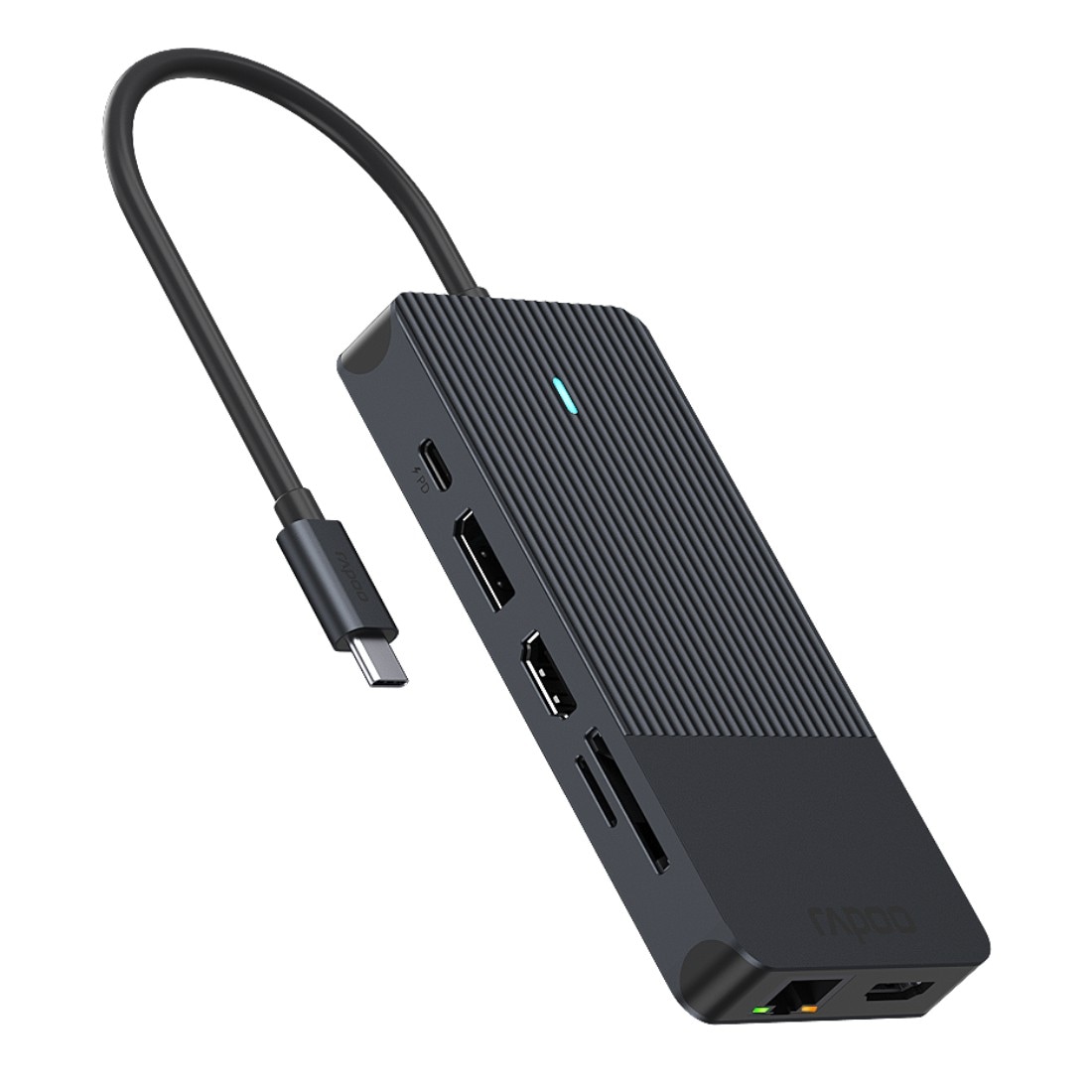 Rapoo USB-Adapter »UCM-2006 USB-C Multiport Adapter, 12in1, Grau« USB-C zu 3,5-mm-Klinke | DisplayPort | HDMI | MicroSD-Card | RJ-45 (Ethernet) | SD-Card | USB 2.0 | USB 3.0 Typ A | USB-C 18 cm