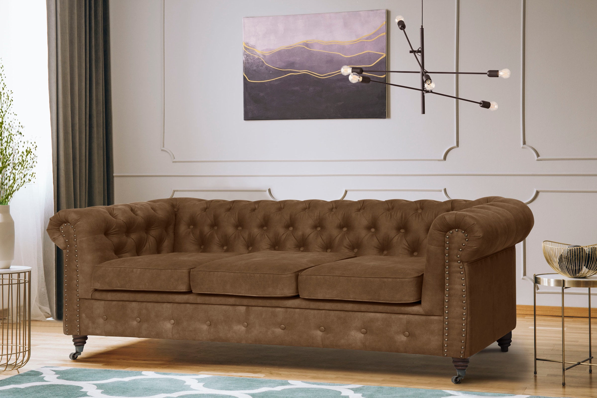 Home affaire Chesterfield-Sofa "Aarburg", aufwändige Knopfheftung und Ziern günstig online kaufen