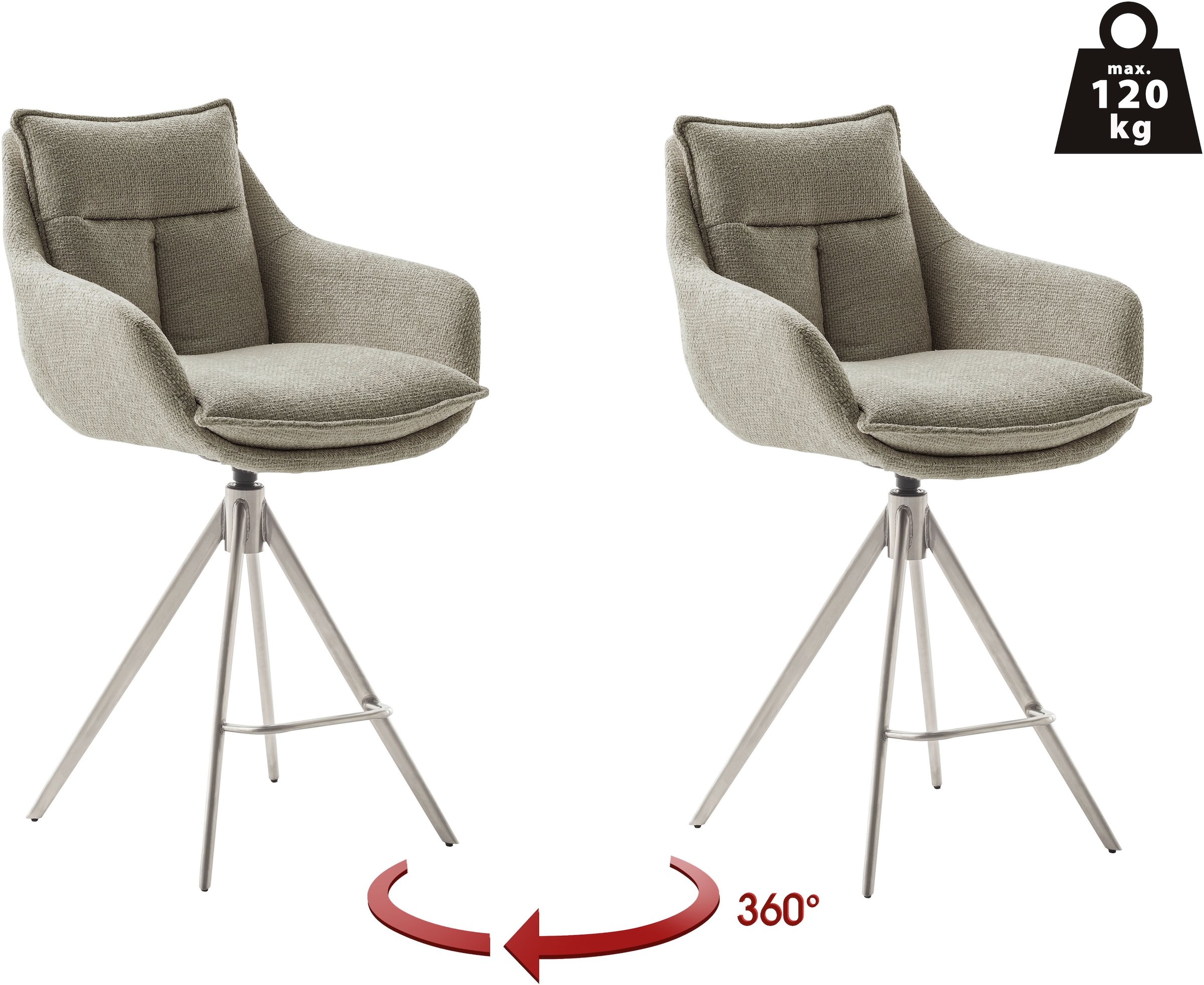 MCA furniture Bistrostuhl »Parker Tresenstuhl mit Armlehnen Tresenhocker«, günstig online kaufen
