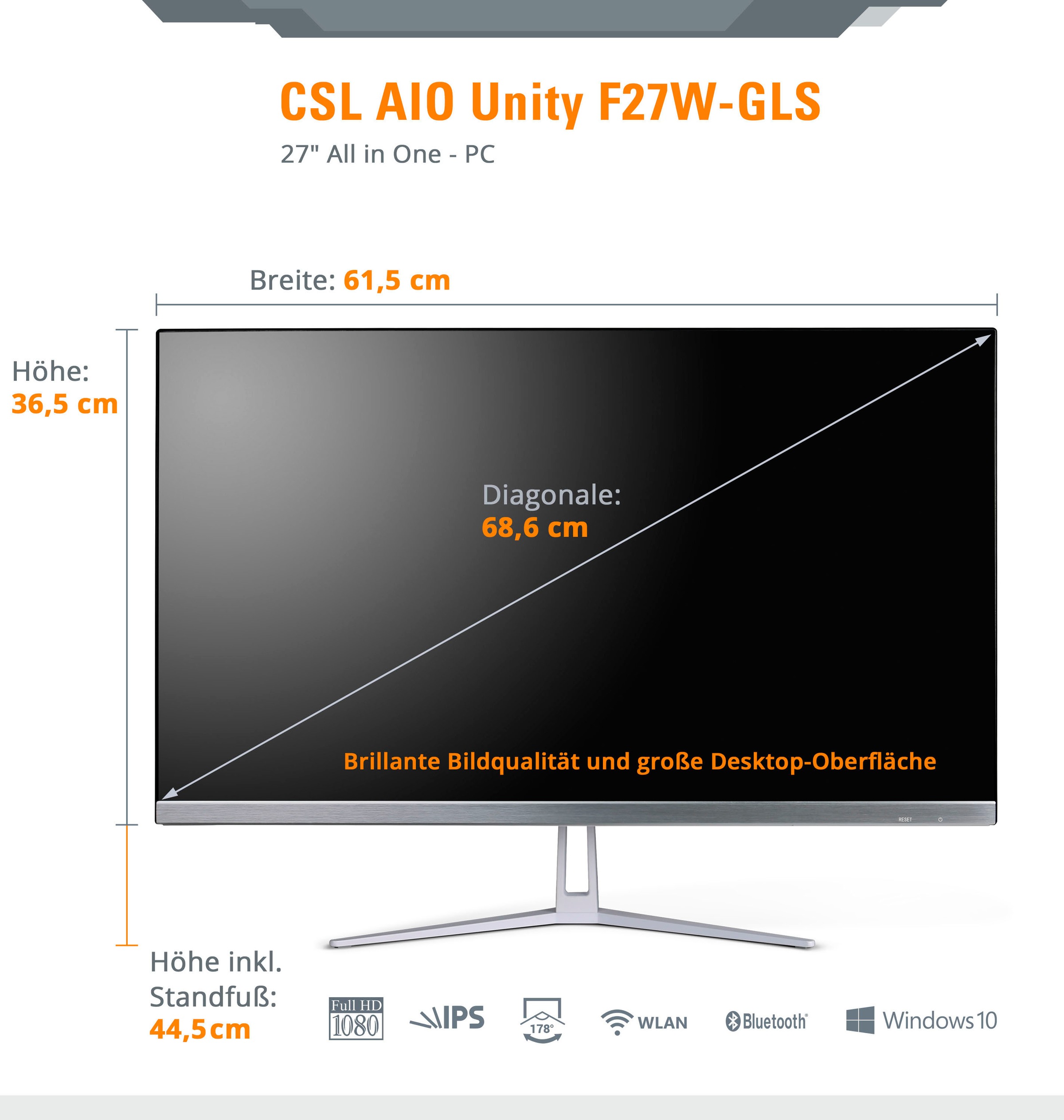 CSL All-in-One PC »Unity F27-GLS mit Windows 10 Pro«