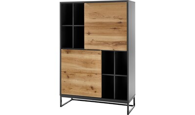 MCA furniture Highboard »Asmara«, mit Front in Eiche furnier, Gestell Metall Grau kaufen