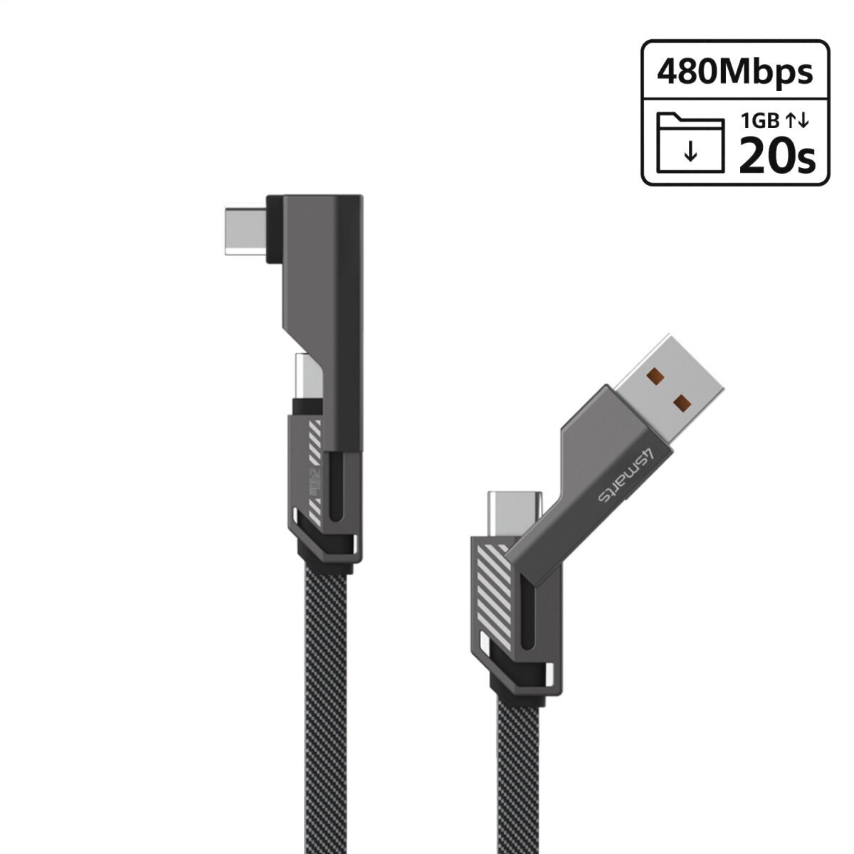 4smarts USB-Kabel »USB-C Kabel ComboCord Flat Right Angle 240W 1,5m«, USB-C, 150,00 cm