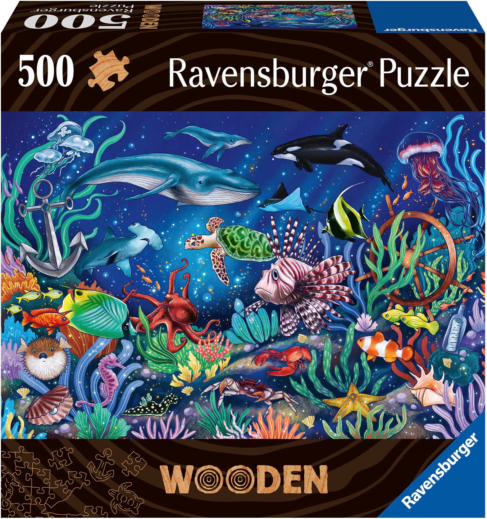 Puzzle »Wooden, Unten im Meer«, Made in Europe; FSC® - schützt Wald - weltweit