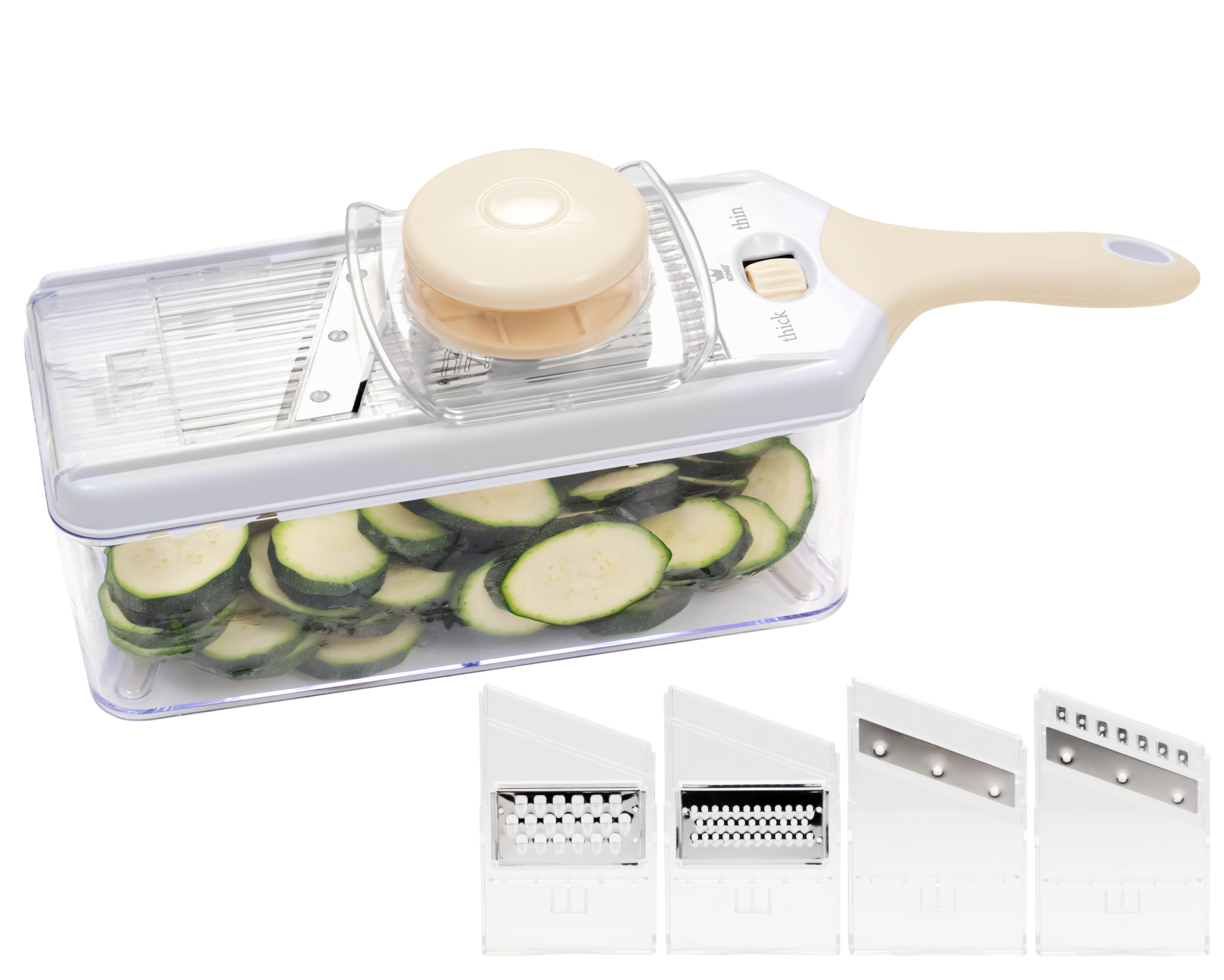 KING Multireibe »Veggie-Reibe« Reibe inkl. Auffangbehälter, 4 Klingeneinsätze