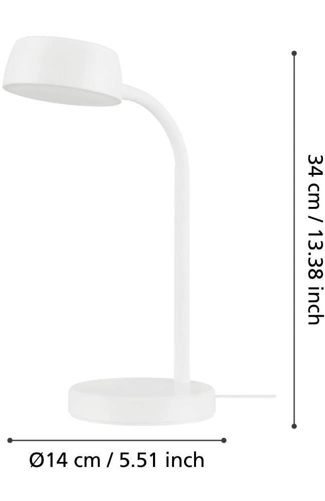EGLO Tischleuchte »CABALES«, Leuchtmittel LED-Modul | LED fest integriert, Tischleuchte, Nachttischlampe, Kunststoff in Weiß, mit Wipp-Schalter