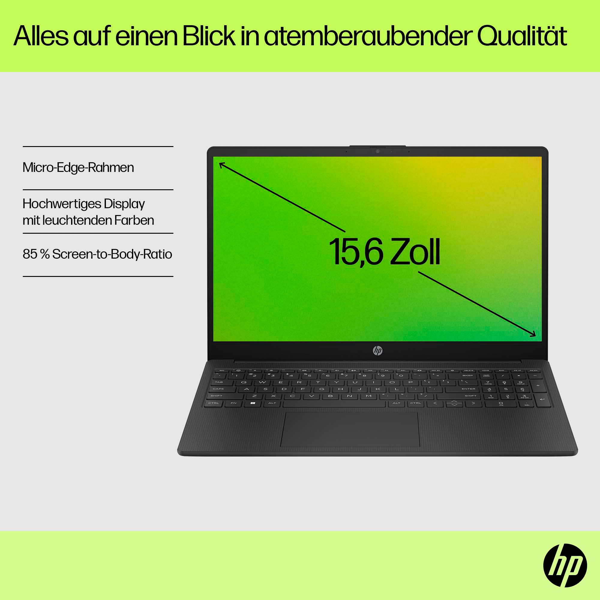 HP Notebook »15s-fq3216ng«, 39,6 cm, / 15,6 Zoll, Intel, Celeron, UHD Graphics, 128 GB SSD